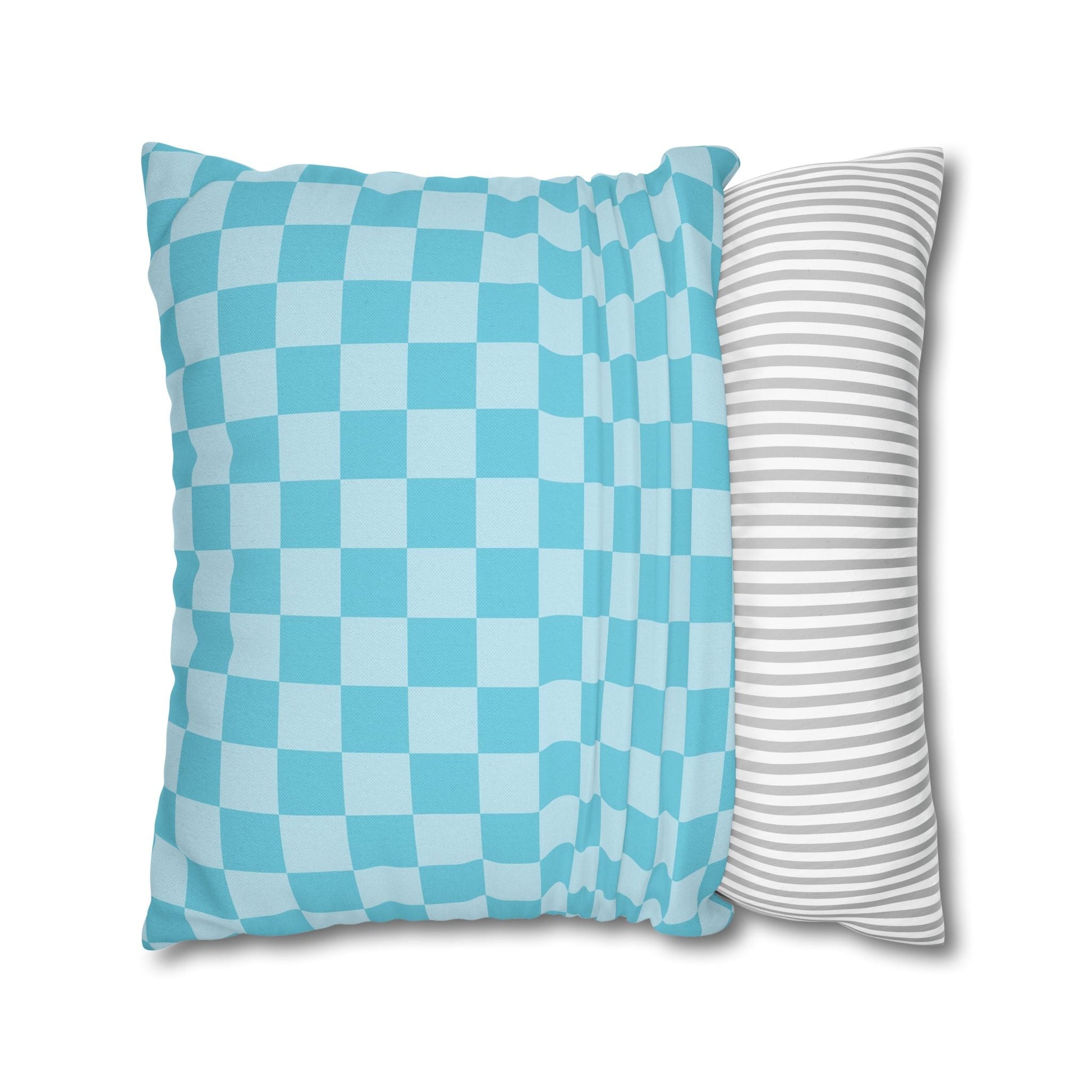 Light Blue and Turquoise Checkerboard Pillow, Artsulli - Art is Long, Life is Short, Home Decor, , , , , , , 