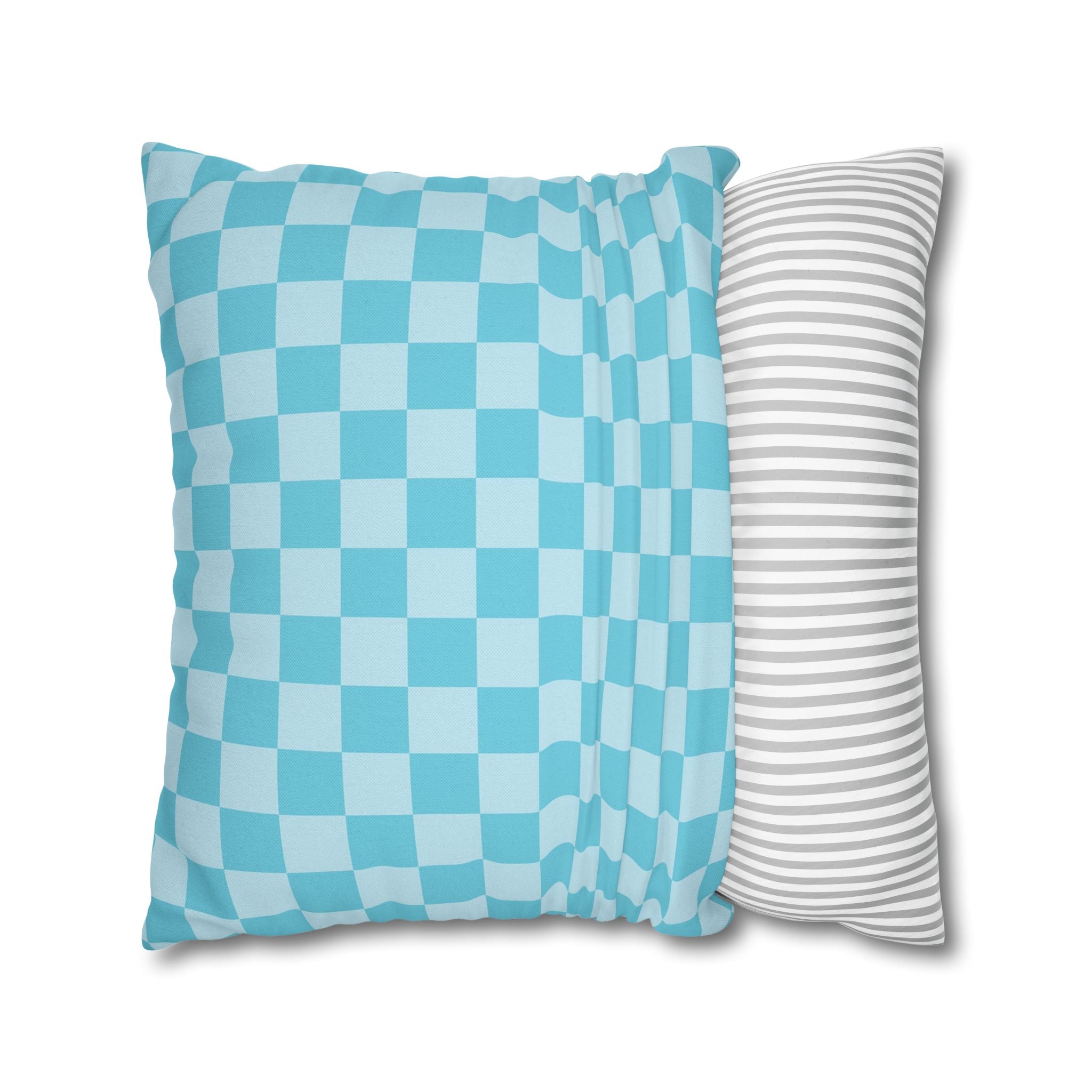 Light Blue and Turquoise Checkerboard Pillow, Artsulli - Art is Long, Life is Short, Home Decor, , , , , , , 