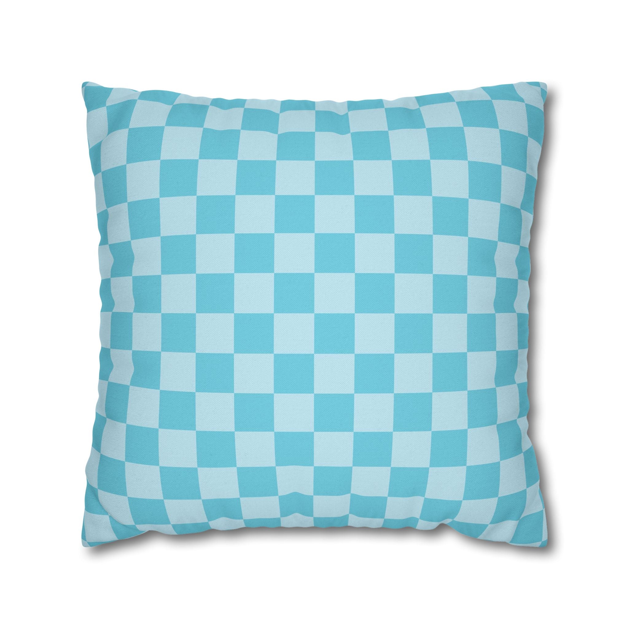Light Blue and Turquoise Checkerboard Pillow, Artsulli - Art is Long, Life is Short, Home Decor, Size, 20" × 20", , , , , 14812787812081055088