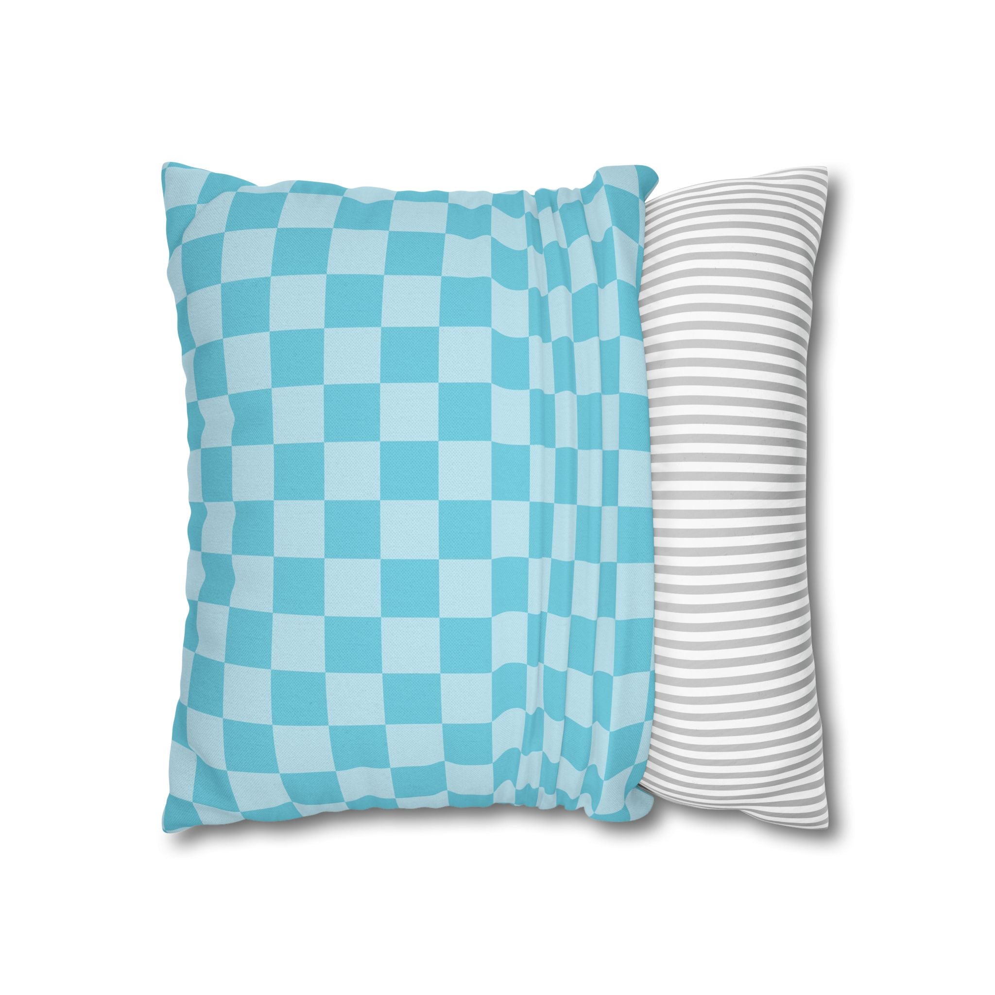 Light Blue and Turquoise Checkerboard Pillow, Artsulli - Art is Long, Life is Short, Home Decor, , , , , , , 