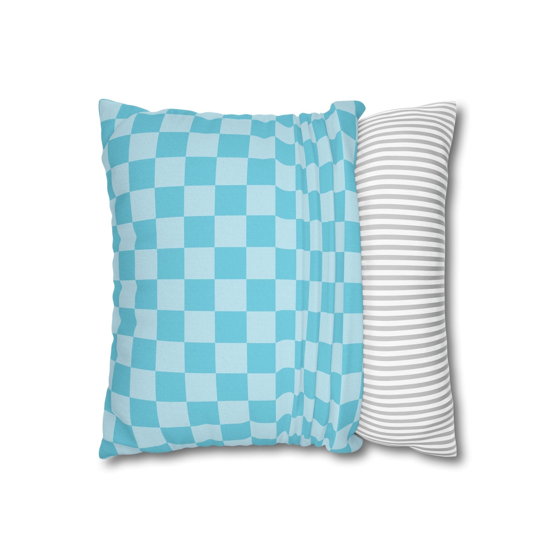 Light Blue and Turquoise Checkerboard Pillow, Artsulli - Art is Long, Life is Short, Home Decor, , , , , , , 