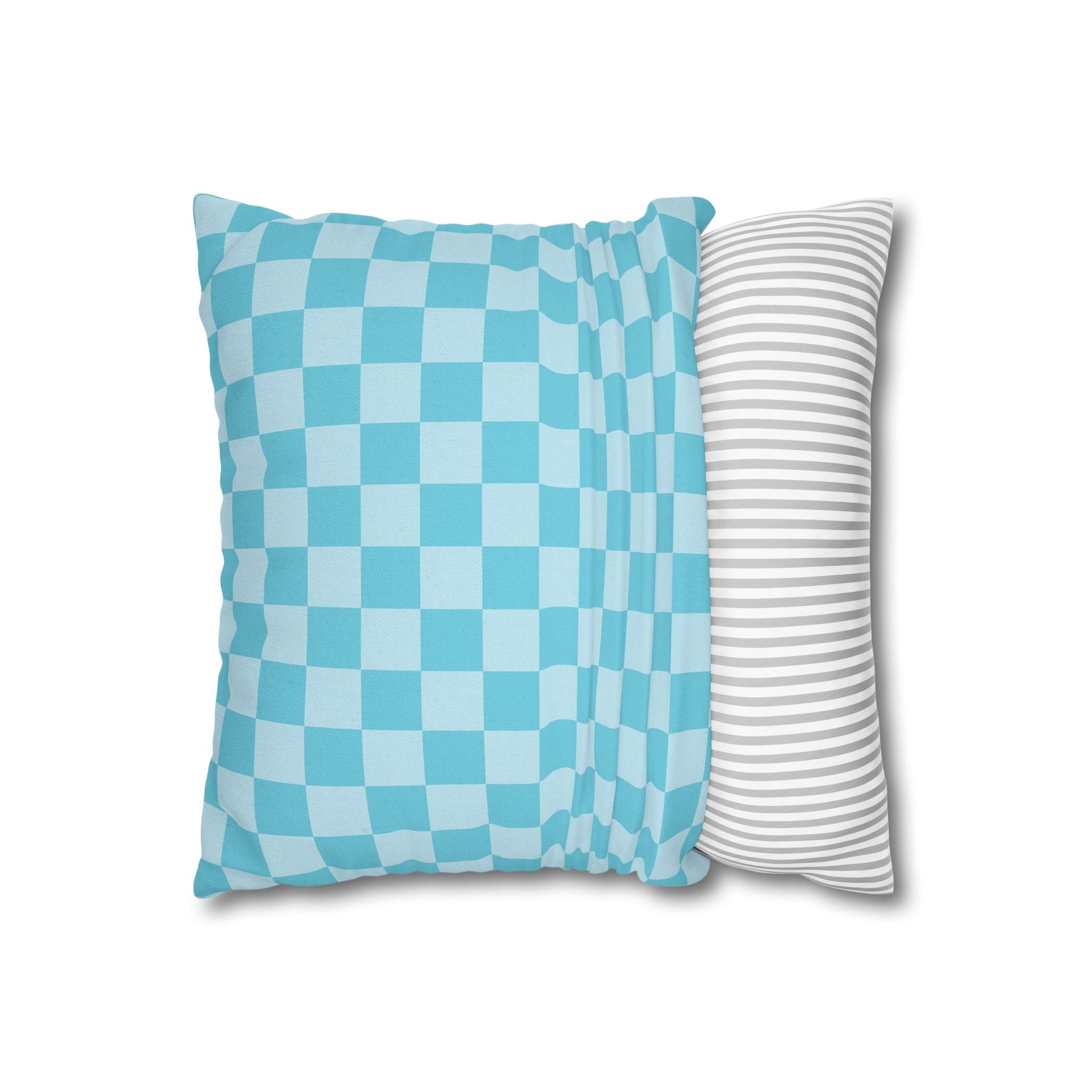 Light Blue and Turquoise Checkerboard Pillow, Artsulli - Art is Long, Life is Short, Home Decor, , , , , , , 