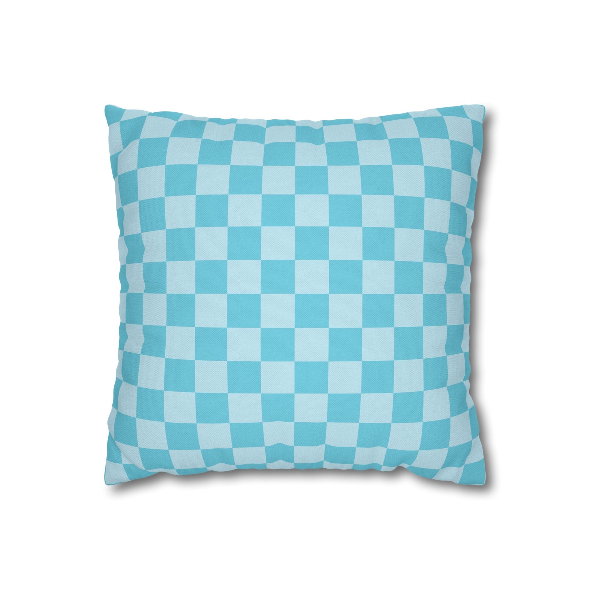Light Blue and Turquoise Checkerboard Pillow, Artsulli - Art is Long, Life is Short, Home Decor, Size, 14" × 14", , , , , 27658312305442688412