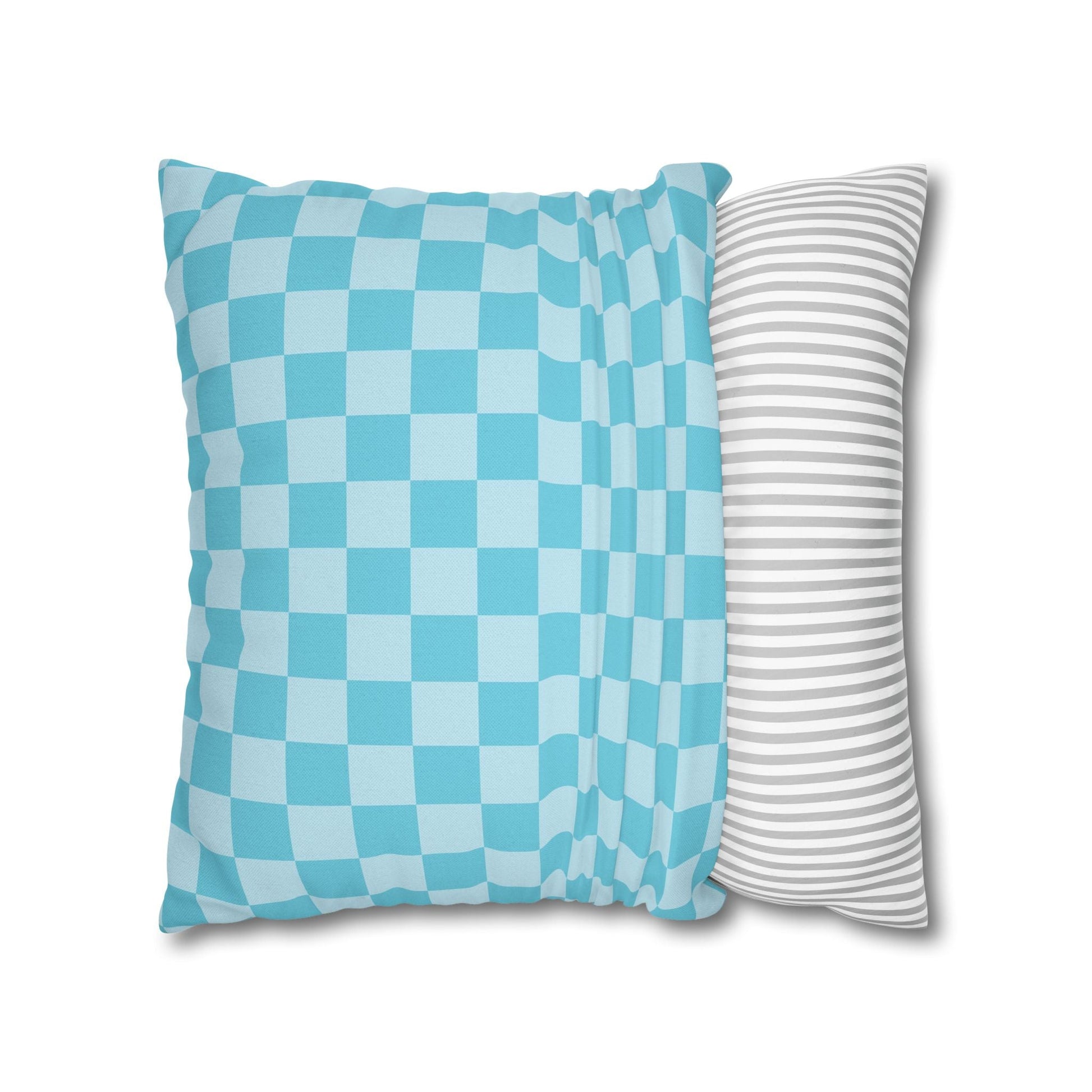Light Blue and Turquoise Checkerboard Pillow, Artsulli - Art is Long, Life is Short, Home Decor, , , , , , , 