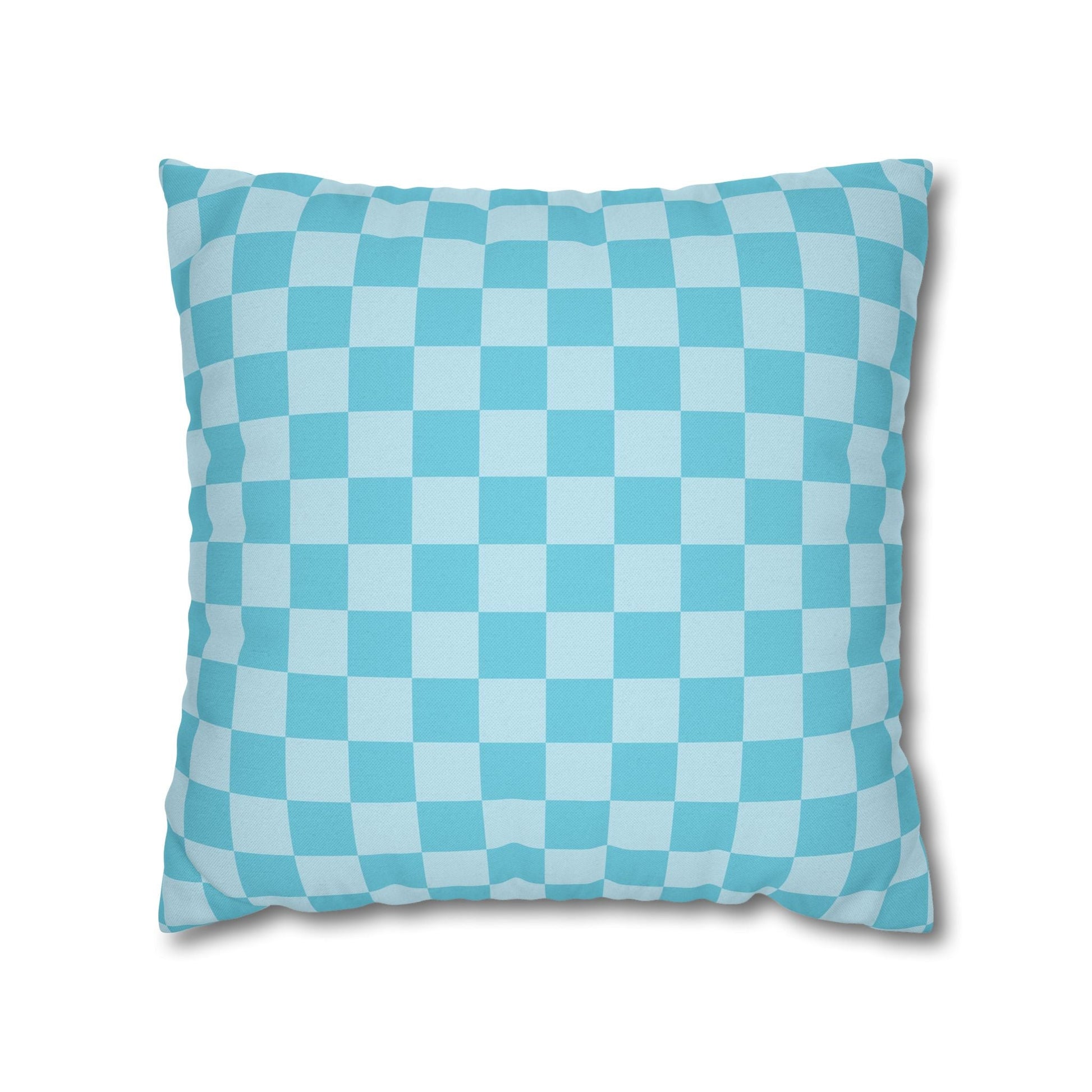 Light Blue and Turquoise Checkerboard Pillow, Artsulli - Art is Long, Life is Short, Home Decor, Size, 18" × 18", , , , , 42207641084936725508