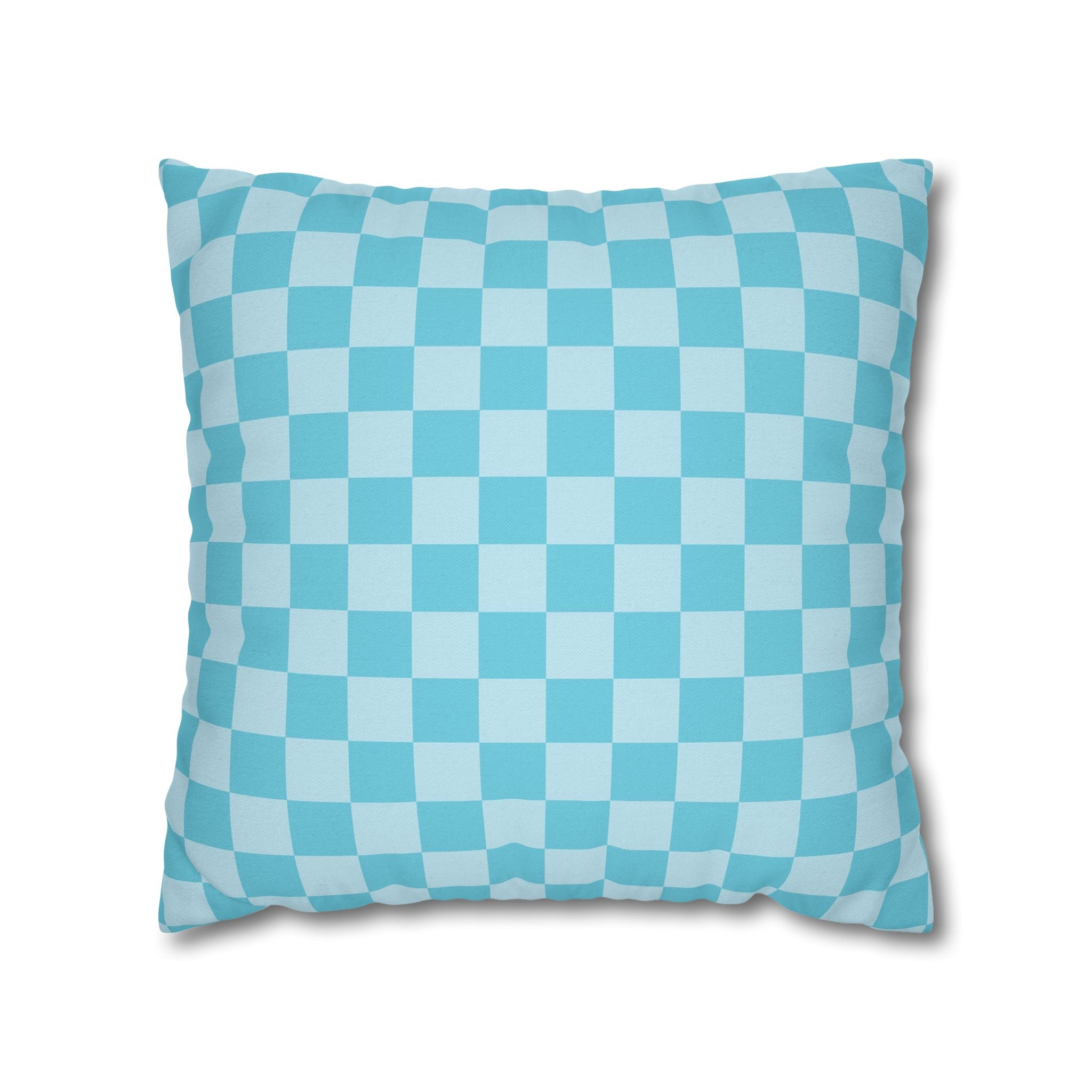 Light Blue and Turquoise Checkerboard Pillow, Artsulli - Art is Long, Life is Short, Home Decor, Size, 18" × 18", , , , , 42207641084936725508