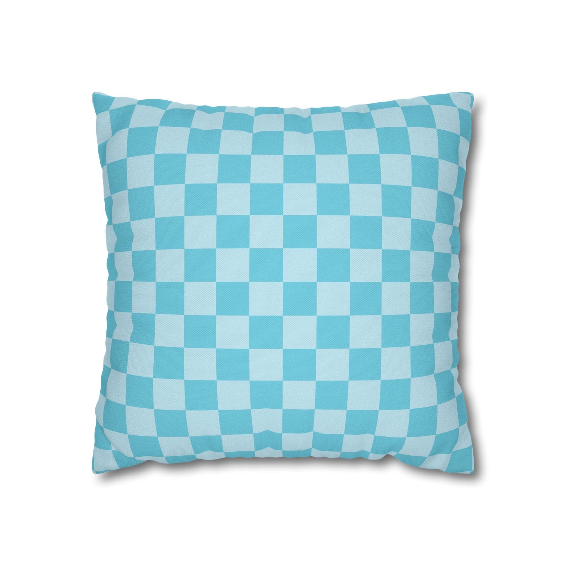 Light Blue and Turquoise Checkerboard Pillow, Artsulli - Art is Long, Life is Short, Home Decor, Size, 16" × 16", , , , , 26656361775416738566