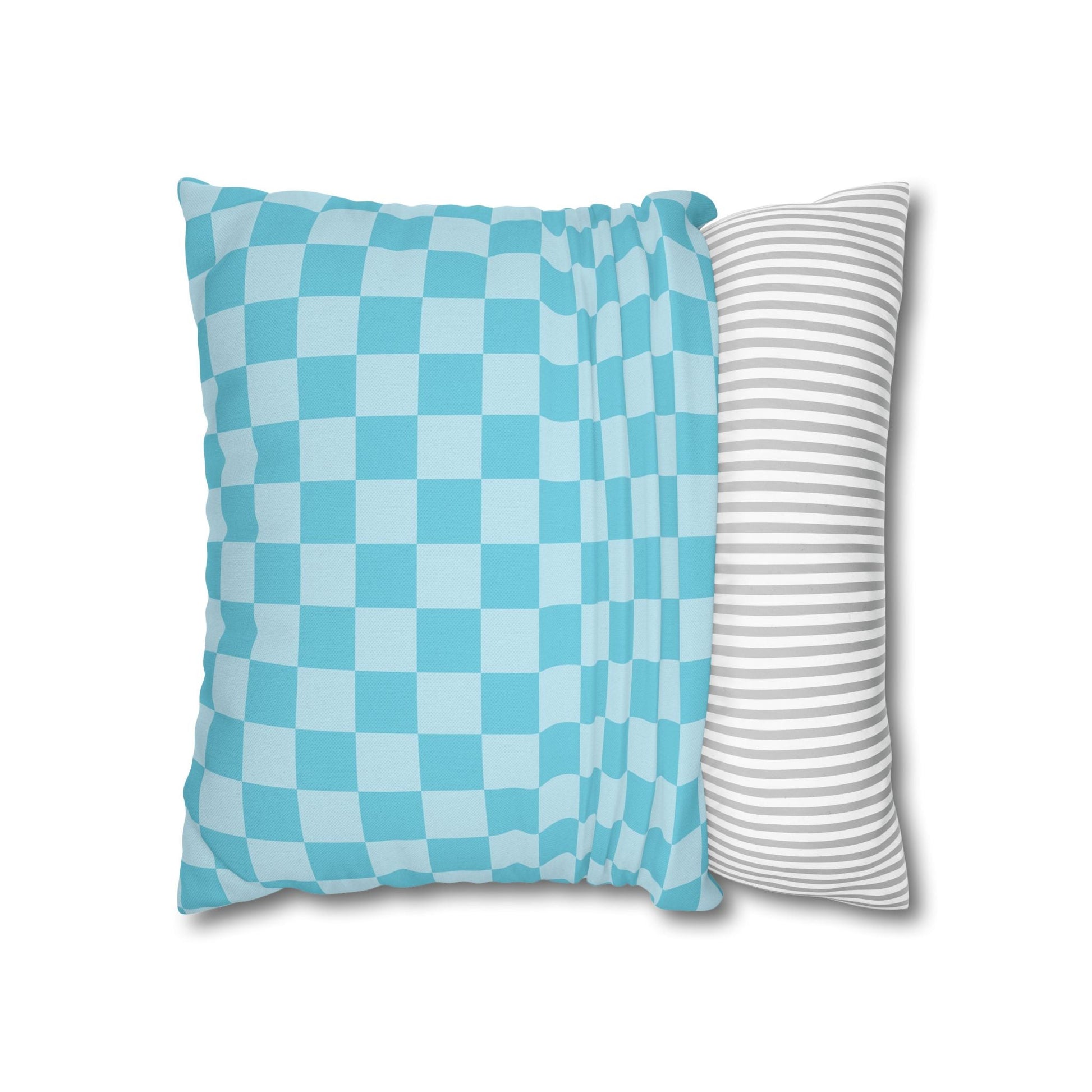 Light Blue and Turquoise Checkerboard Pillow, Artsulli - Art is Long, Life is Short, Home Decor, , , , , , , 