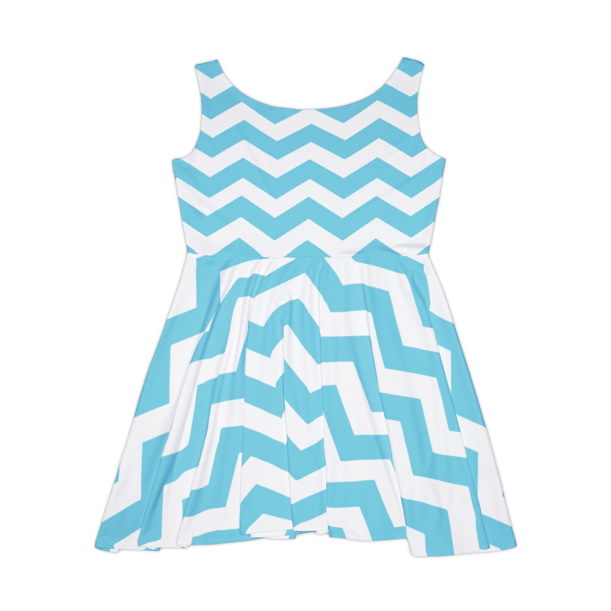Light Blue and White Chevron Skater Dress, Artsulli - Art is Long, Life is Short, All Over Prints, , , , , , , 
