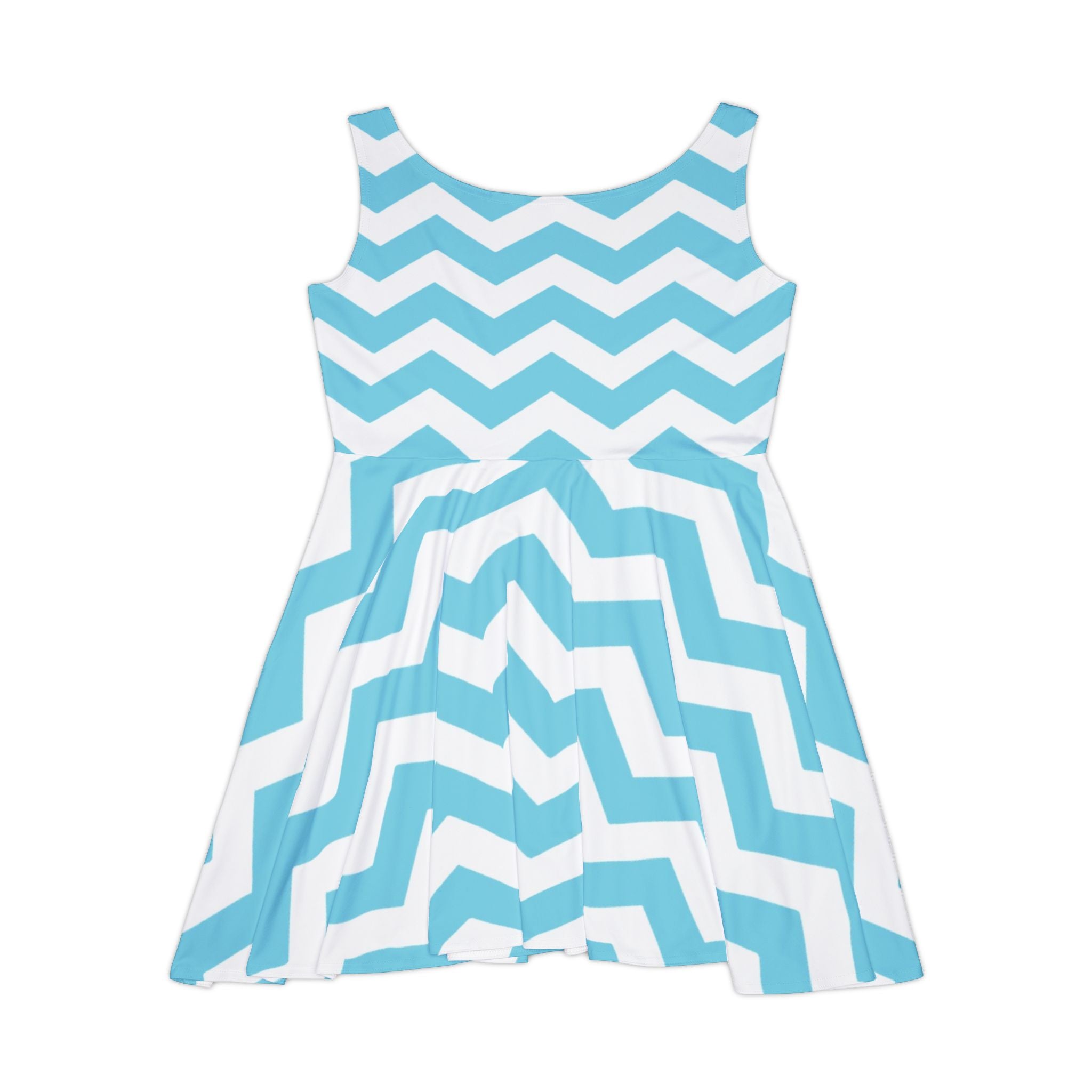 Light Blue and White Chevron Skater Dress, Artsulli - Art is Long, Life is Short, All Over Prints, , , , , , , 