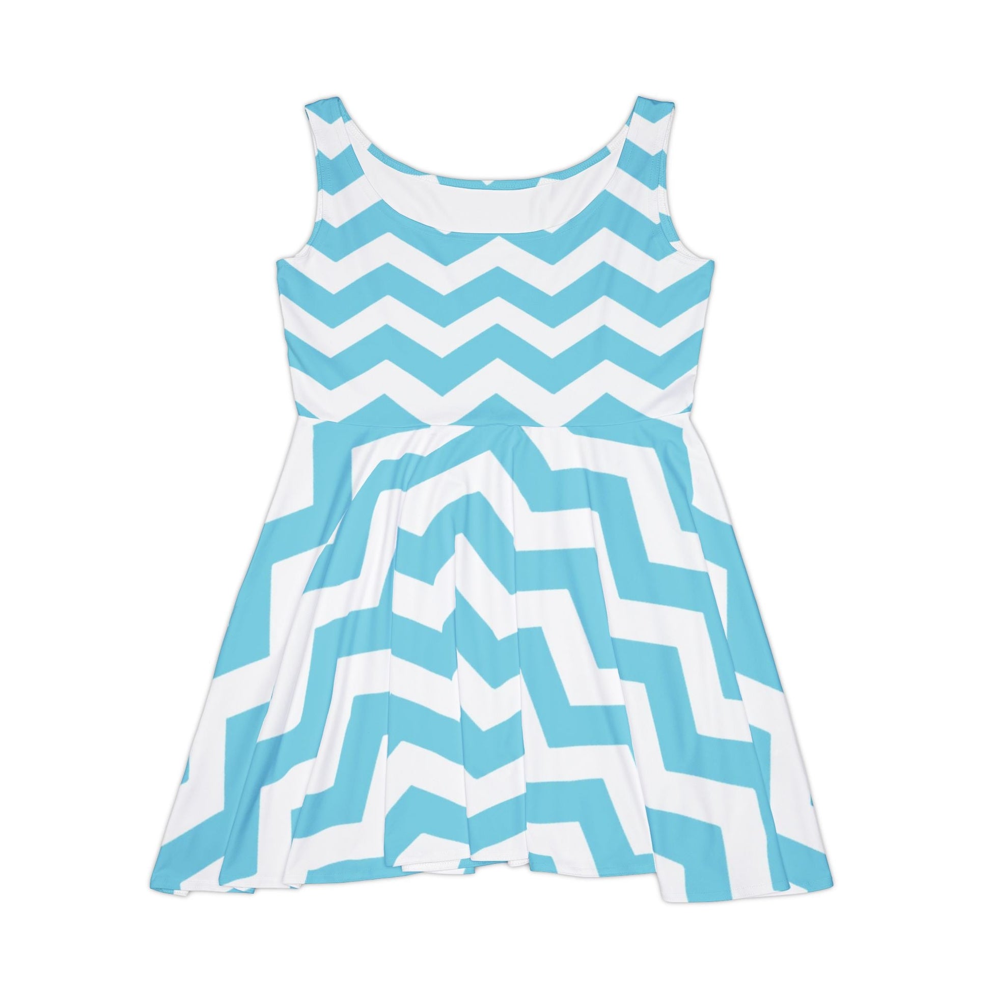 Light Blue and White Chevron Skater Dress, Artsulli - Art is Long, Life is Short, All Over Prints, Size, XS, , , , , 67382836946955330781
