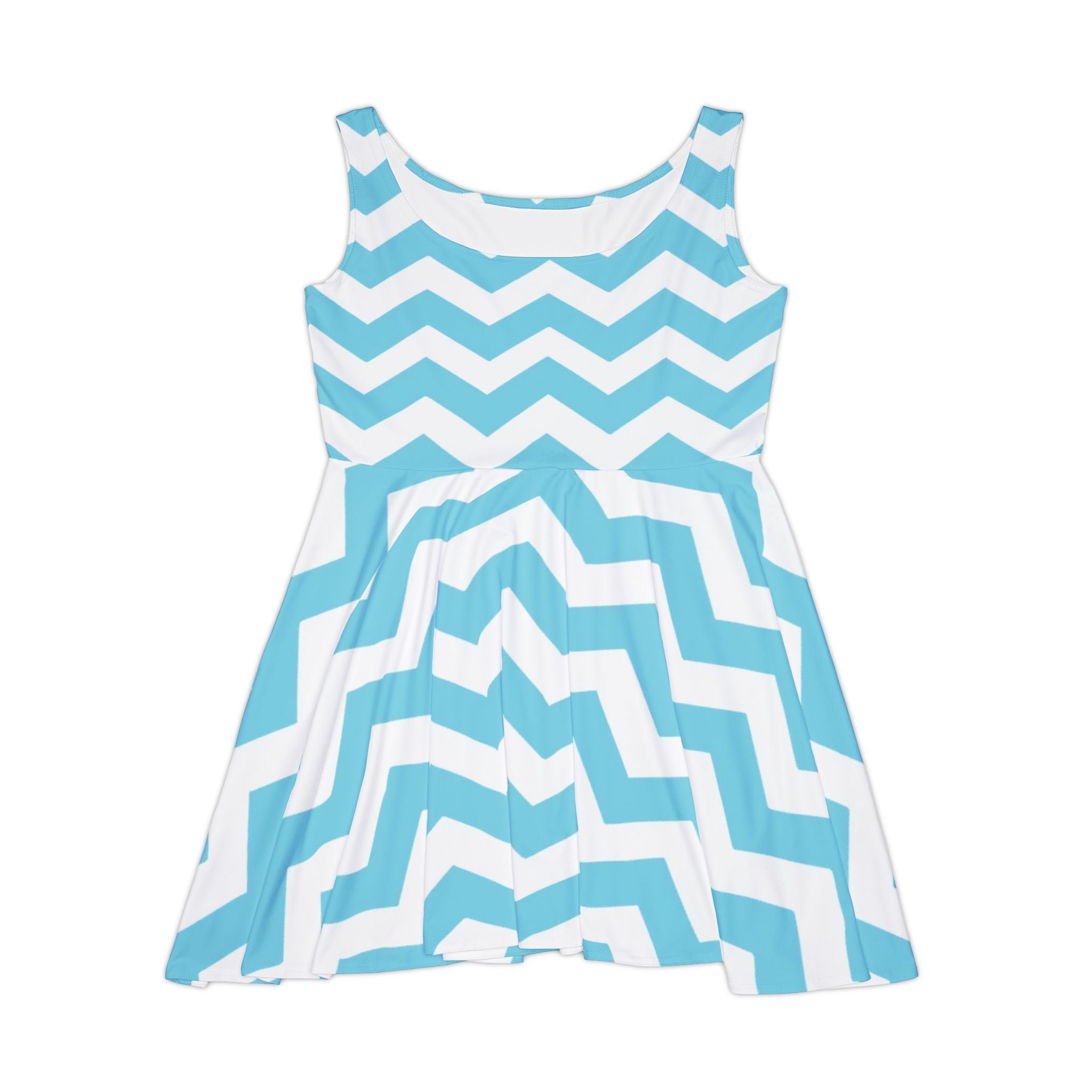 Light Blue and White Chevron Skater Dress, Artsulli - Art is Long, Life is Short, All Over Prints, Size, XS, , , , , 67382836946955330781