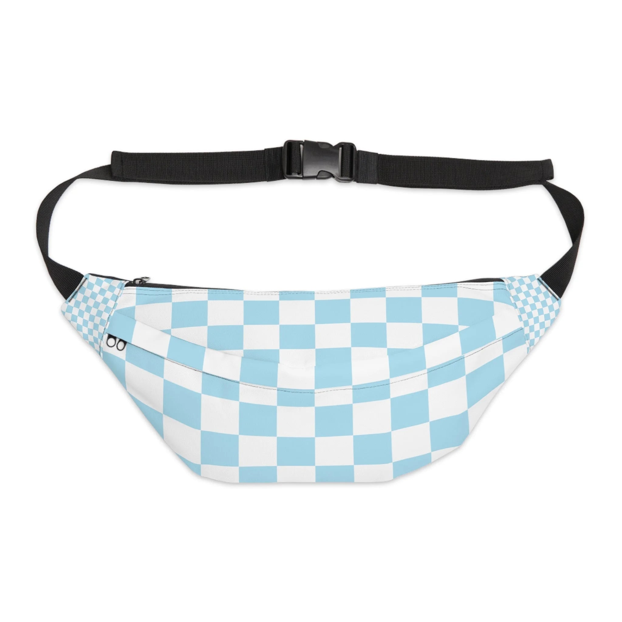 Light Blue Checkerboard Print Fanny Pack, Artsulli - Art is Long, Life is Short, Bags, Size, 8" × 9" × 4'', , , , , 28512963164214336838
