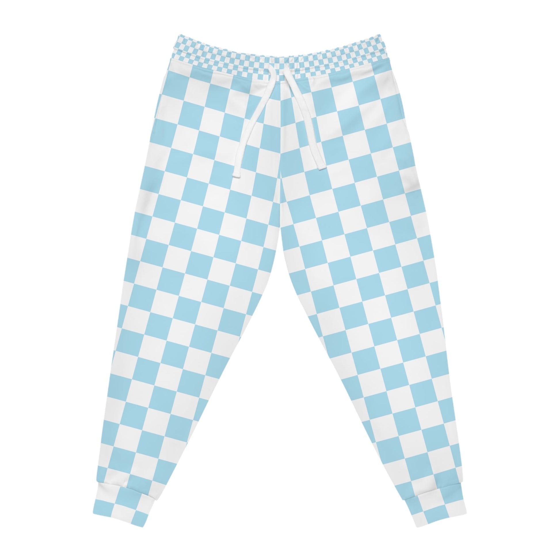 Light Blue Checkered Joggers, Artsulli - Art is Long, Life is Short, All Over Prints, Size, S, Color, Seam thread color automatically matched to design, , , 17767176021952126108