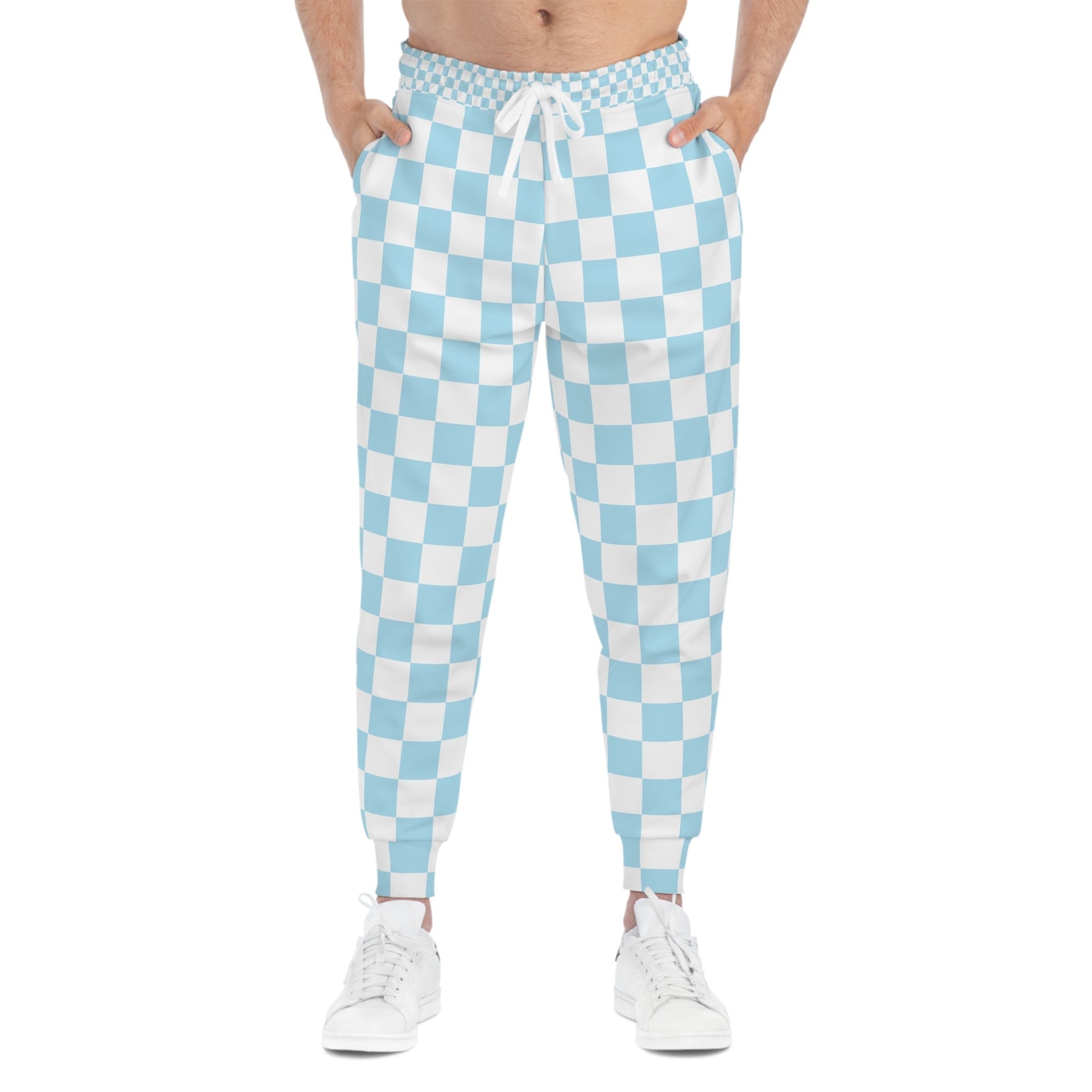 Light Blue Checkered Joggers, Artsulli - Art is Long, Life is Short, All Over Prints, , , , , , , 