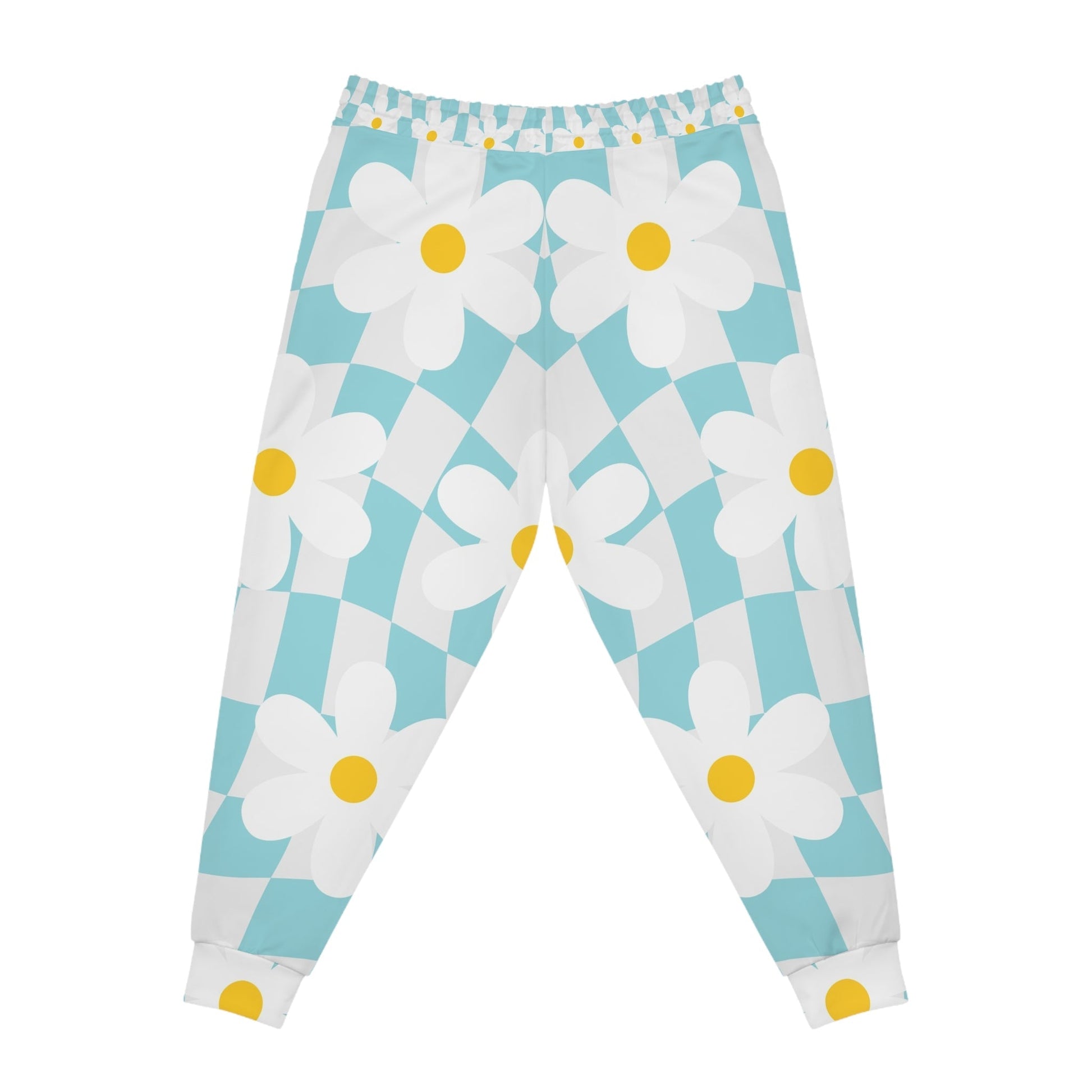 Light Blue Daisy Checkered Joggers, Artsulli - Art is Long, Life is Short, All Over Prints, , , , , , , 