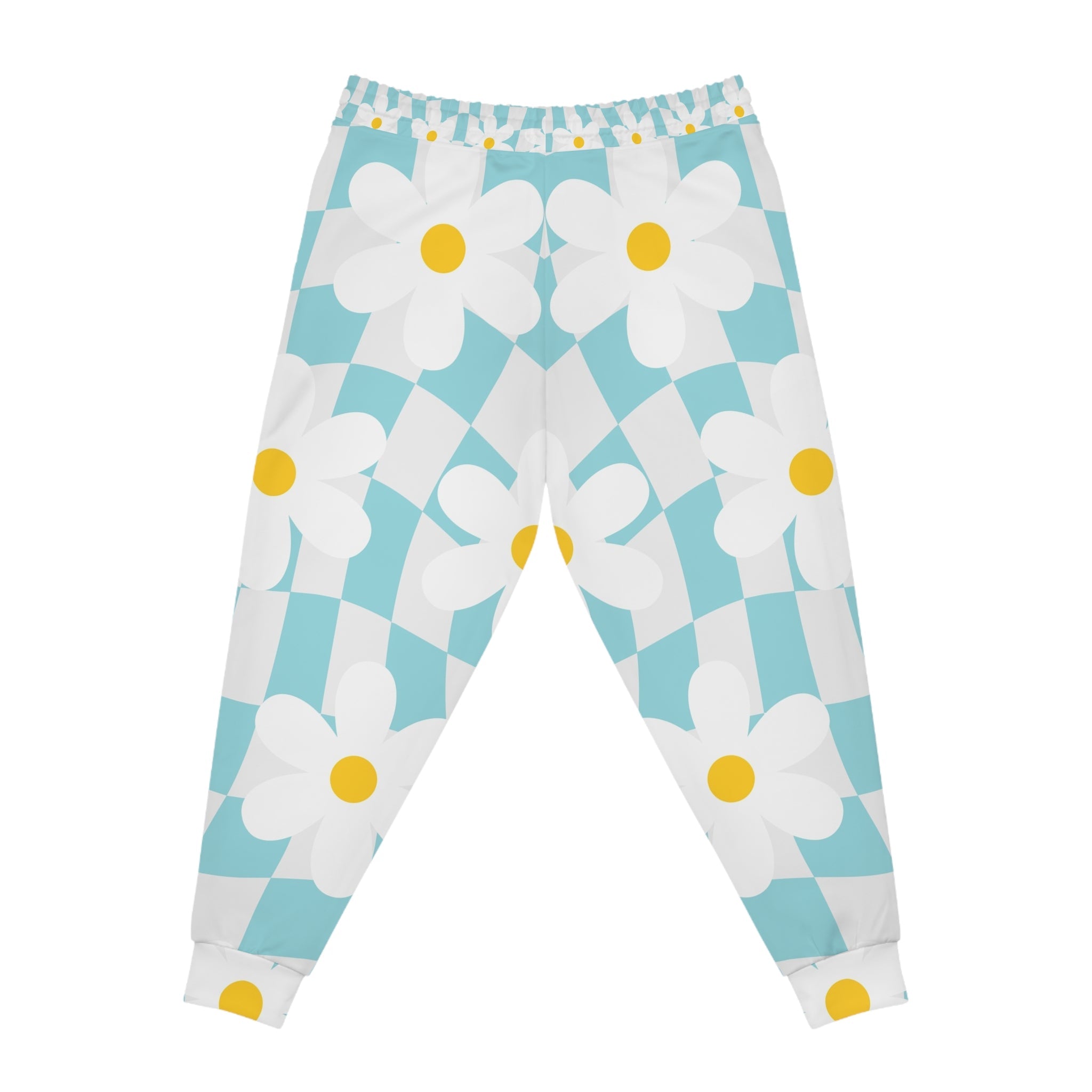 Light Blue Daisy Checkered Joggers, Artsulli - Art is Long, Life is Short, All Over Prints, , , , , , , 