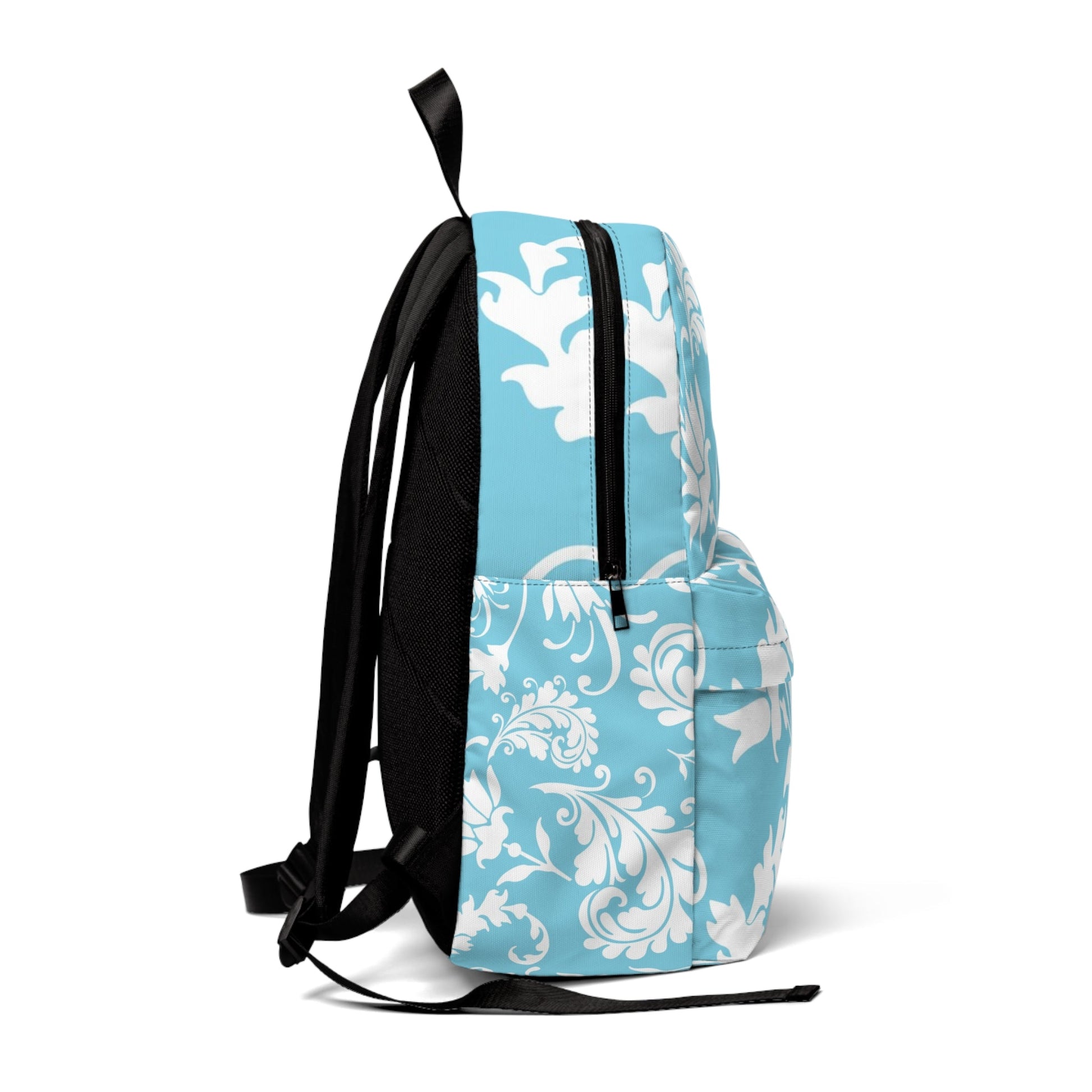Light Blue Floral Artistic Work Backpack, Artsulli - Art is Long, Life is Short, Bags, , , , , , , 