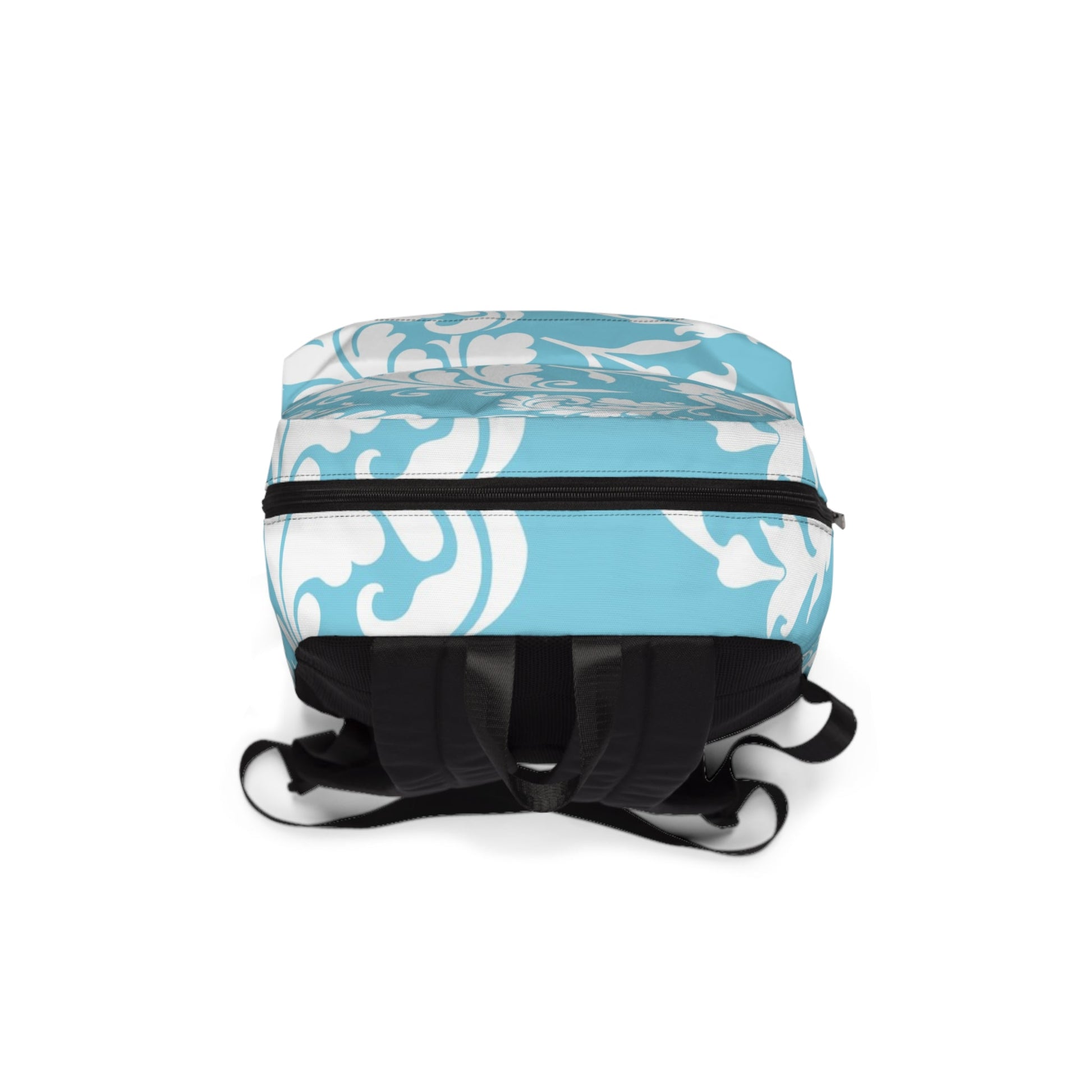 Light Blue Floral Artistic Work Backpack, Artsulli - Art is Long, Life is Short, Bags, , , , , , , 