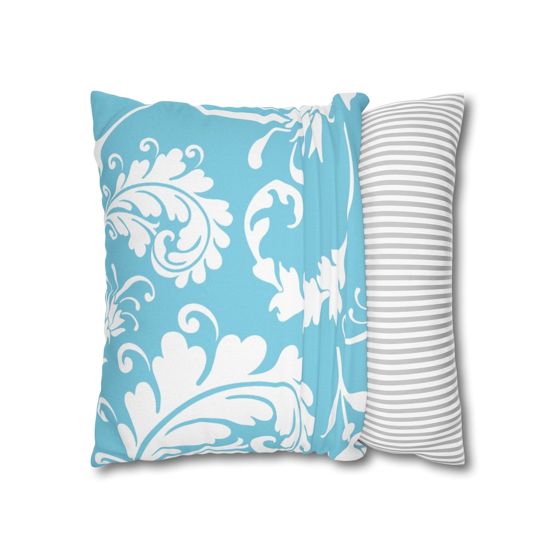 Light Blue Floral Scroll Throw Pillow, Artsulli - Art is Long, Life is Short, Home Decor, , , , , , , 