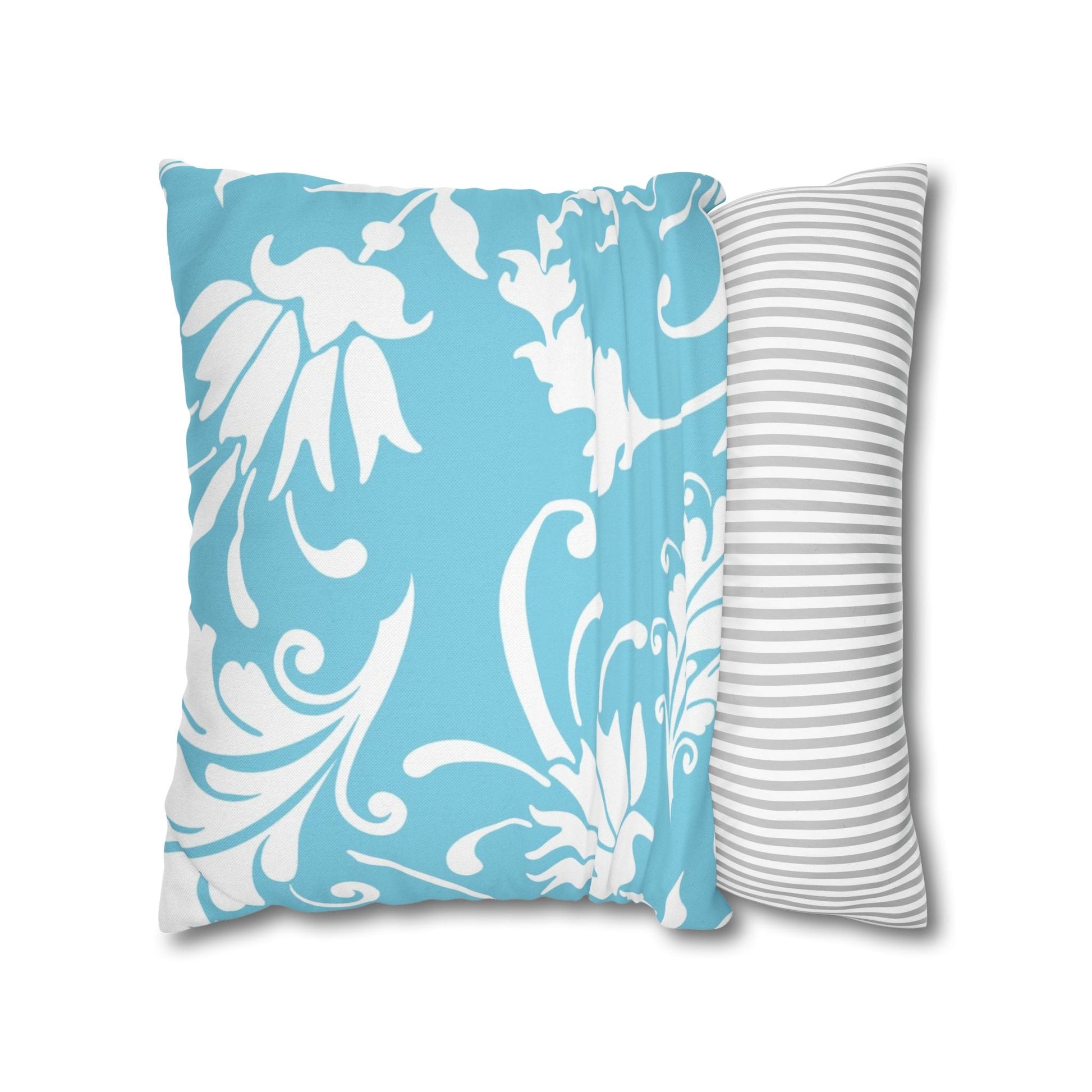 Light Blue Floral Scroll Throw Pillow, Artsulli - Art is Long, Life is Short, Home Decor, , , , , , , 
