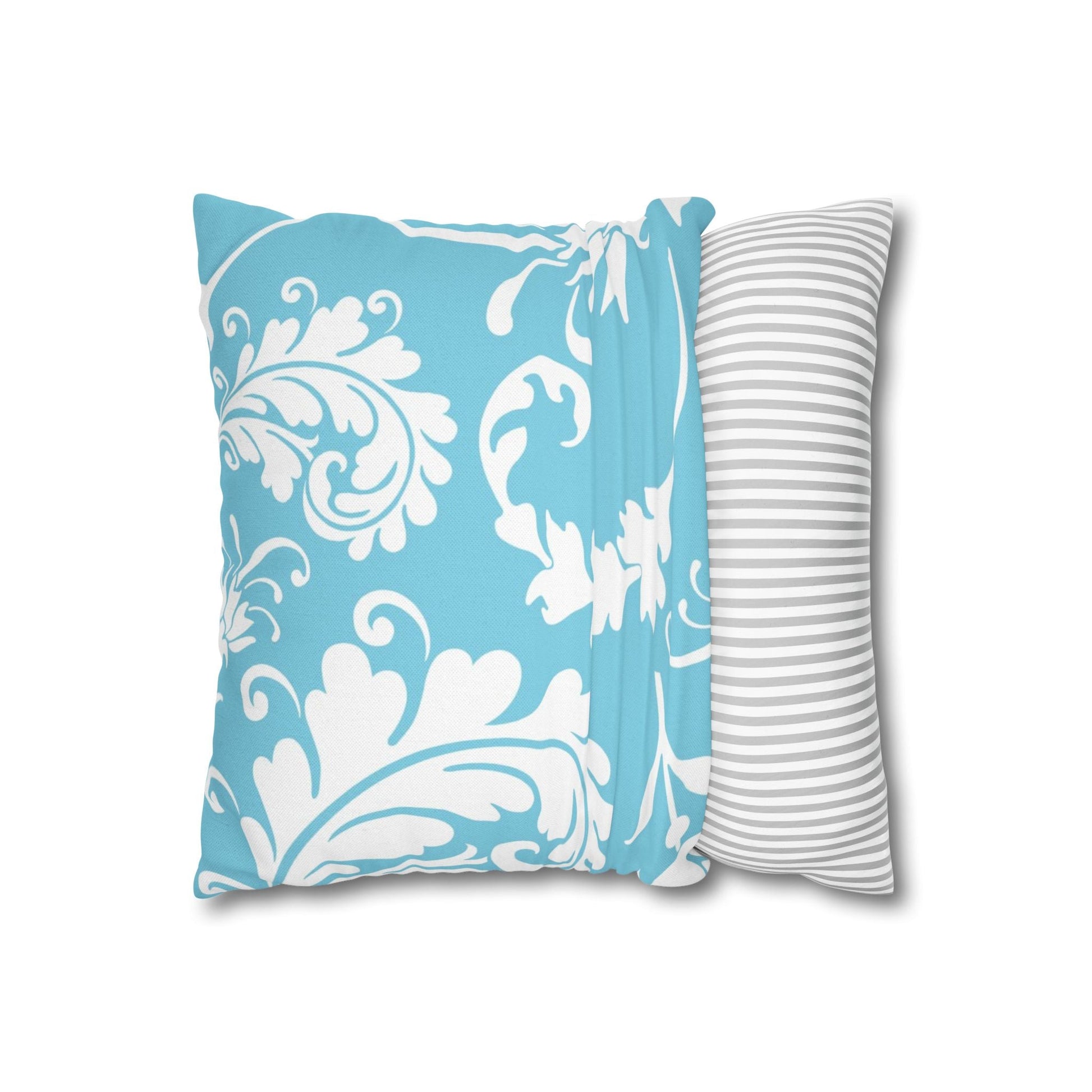 Light Blue Floral Scroll Throw Pillow, Artsulli - Art is Long, Life is Short, Home Decor, , , , , , , 