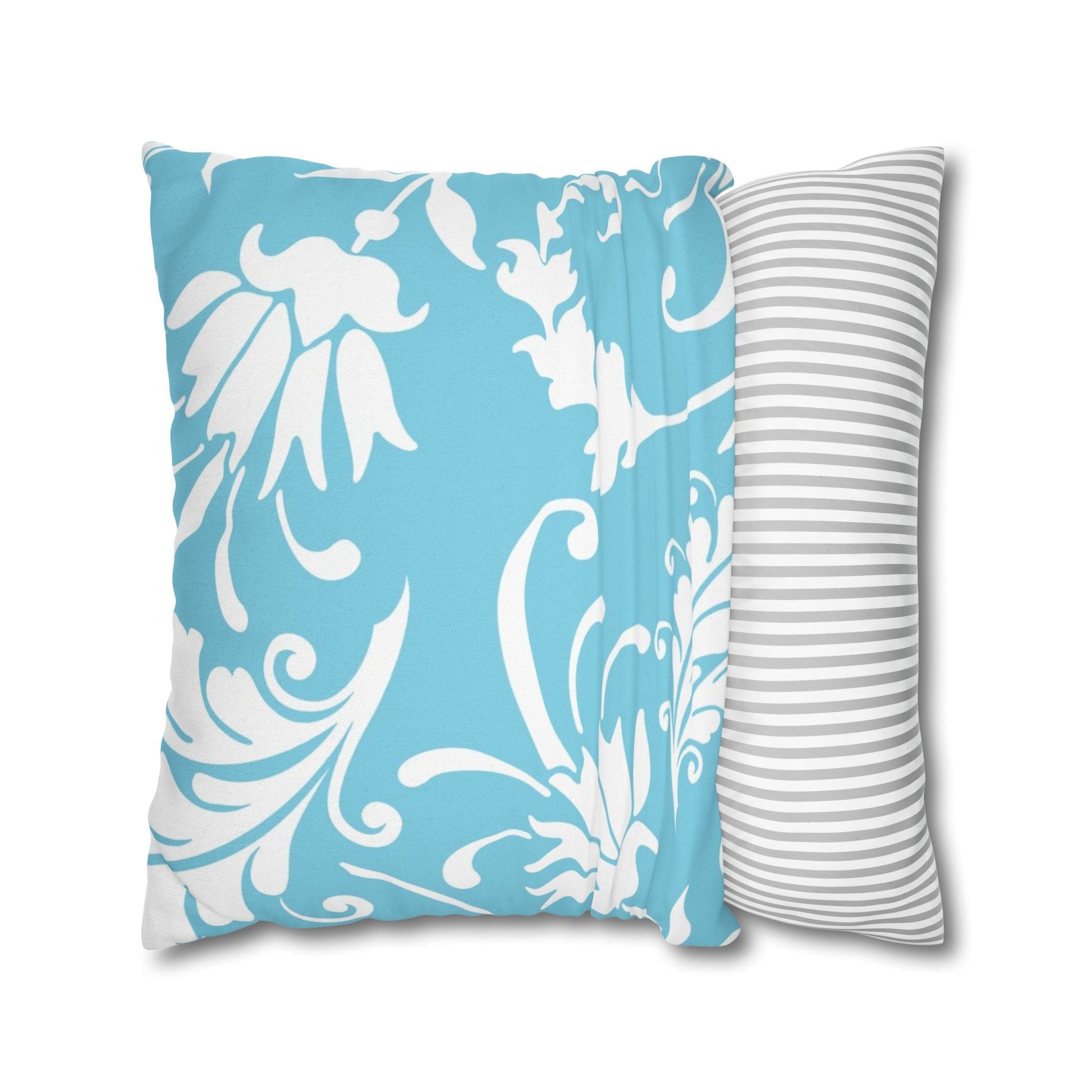 Light Blue Floral Scroll Throw Pillow, Artsulli - Art is Long, Life is Short, Home Decor, , , , , , , 