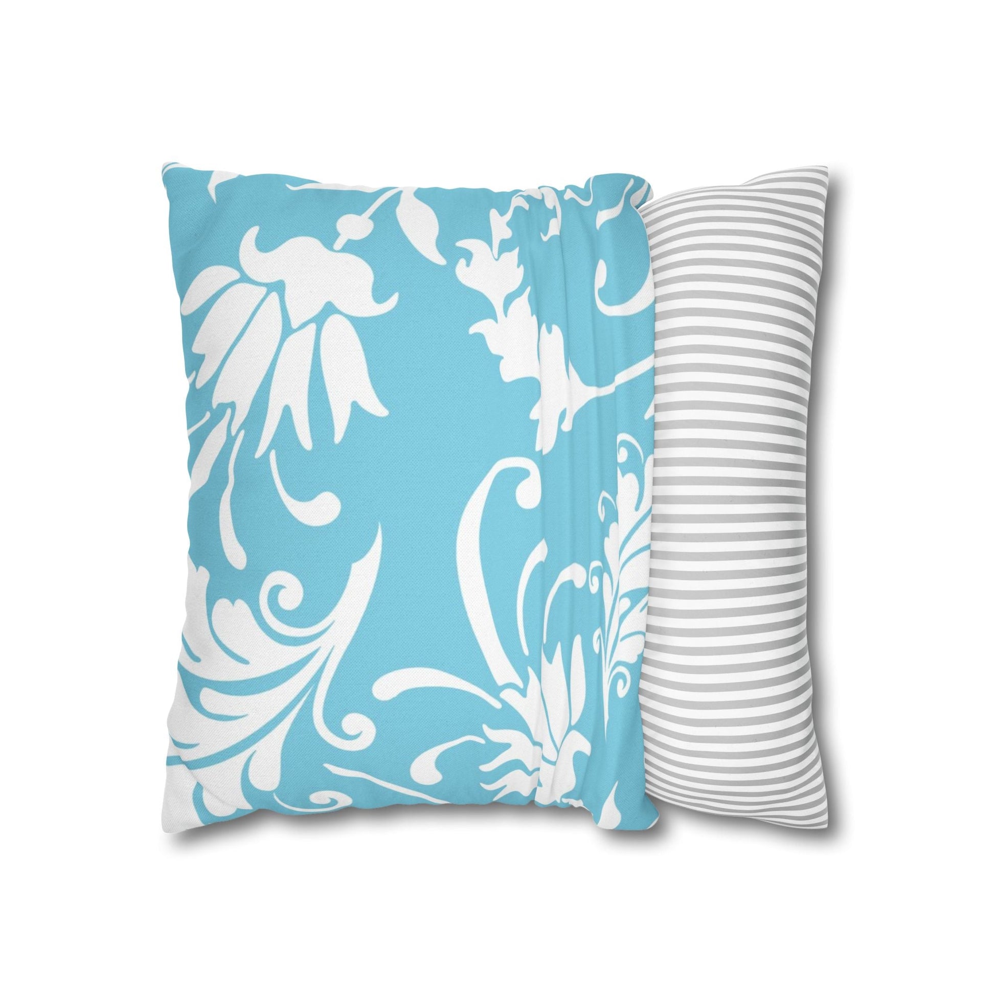 Light Blue Floral Scroll Throw Pillow, Artsulli - Art is Long, Life is Short, Home Decor, , , , , , , 