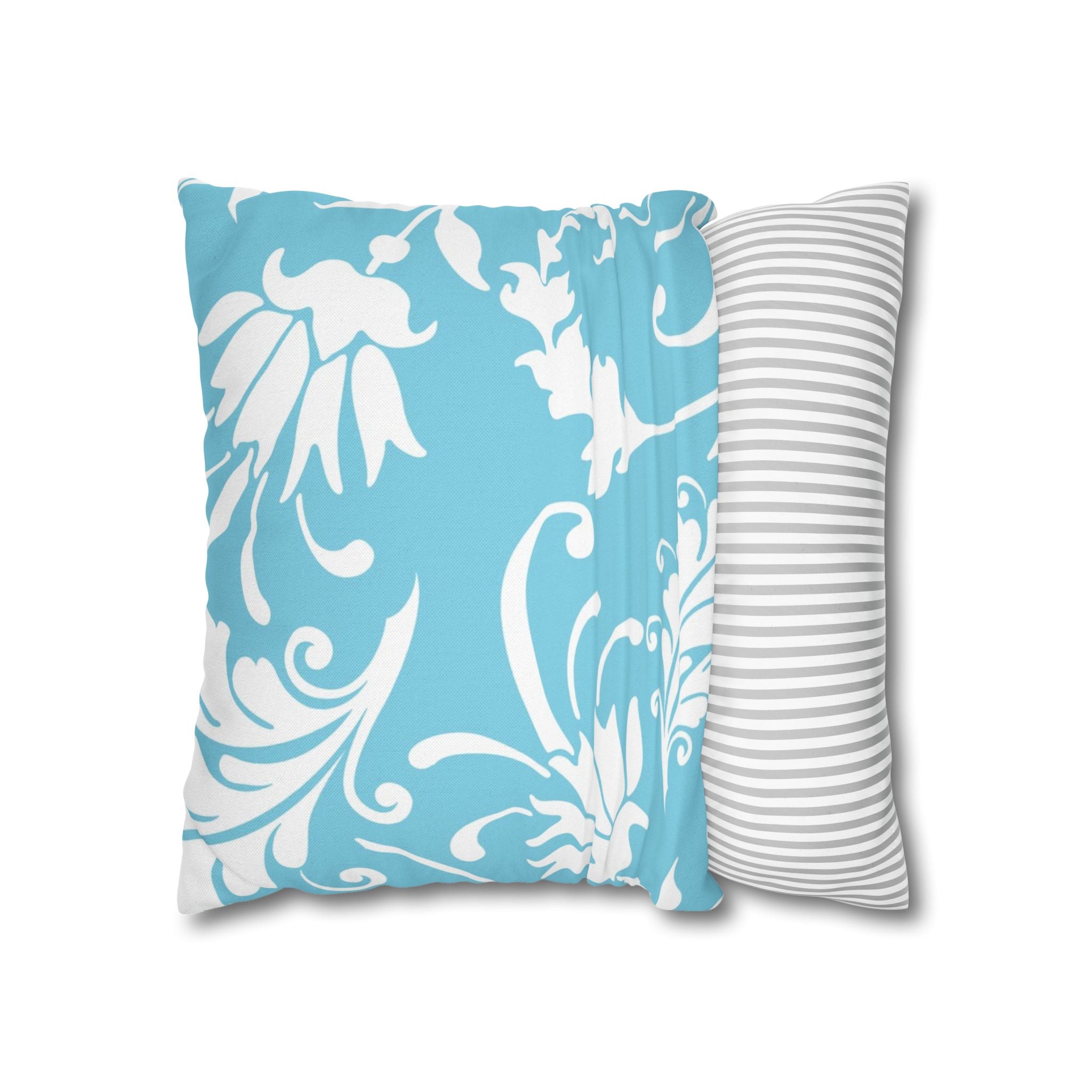 Light Blue Floral Scroll Throw Pillow, Artsulli - Art is Long, Life is Short, Home Decor, , , , , , , 