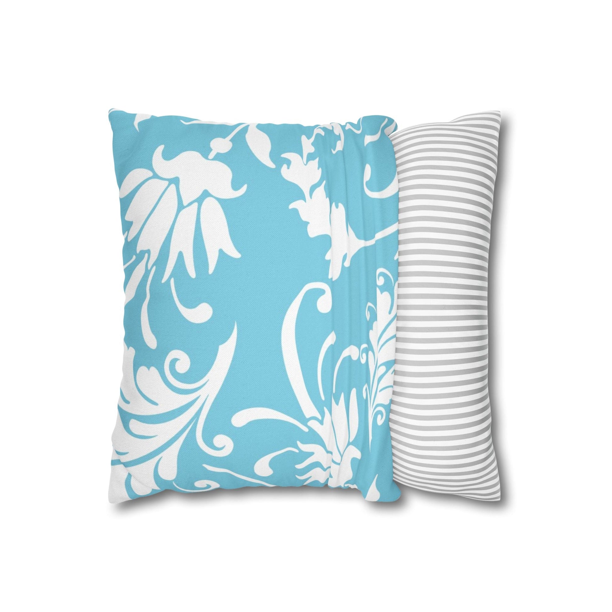 Light Blue Floral Scroll Throw Pillow, Artsulli - Art is Long, Life is Short, Home Decor, , , , , , , 