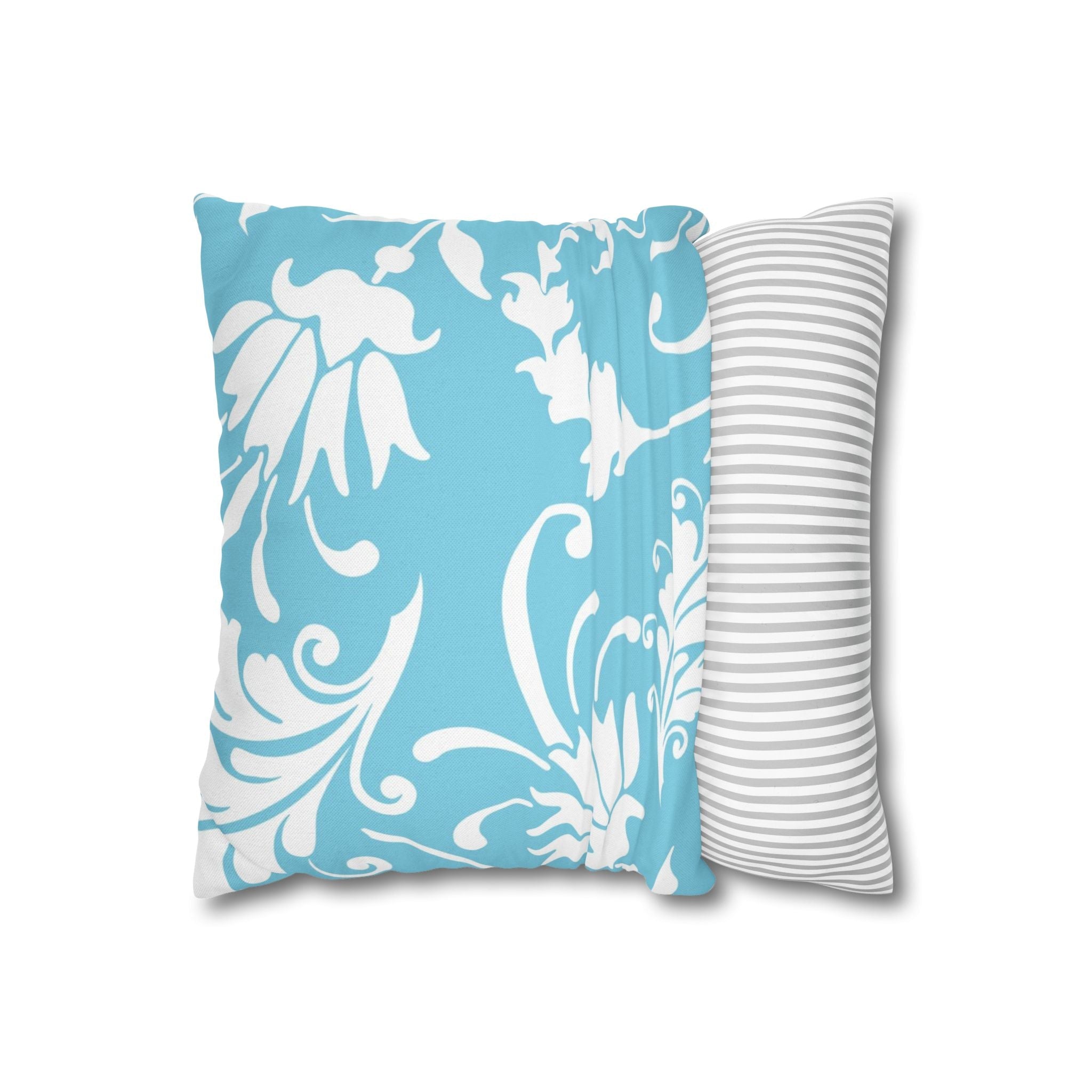 Light Blue Floral Scroll Throw Pillow, Artsulli - Art is Long, Life is Short, Home Decor, , , , , , , 