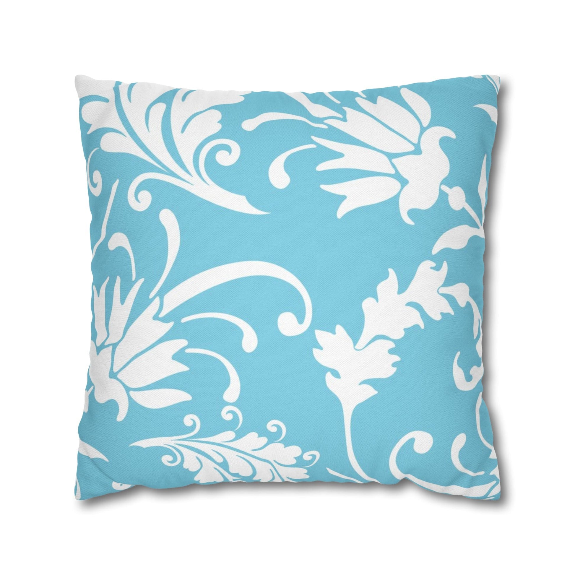 Light Blue Floral Scroll Throw Pillow, Artsulli - Art is Long, Life is Short, Home Decor, Size, 20" × 20", , , , , 28091863320196694038
