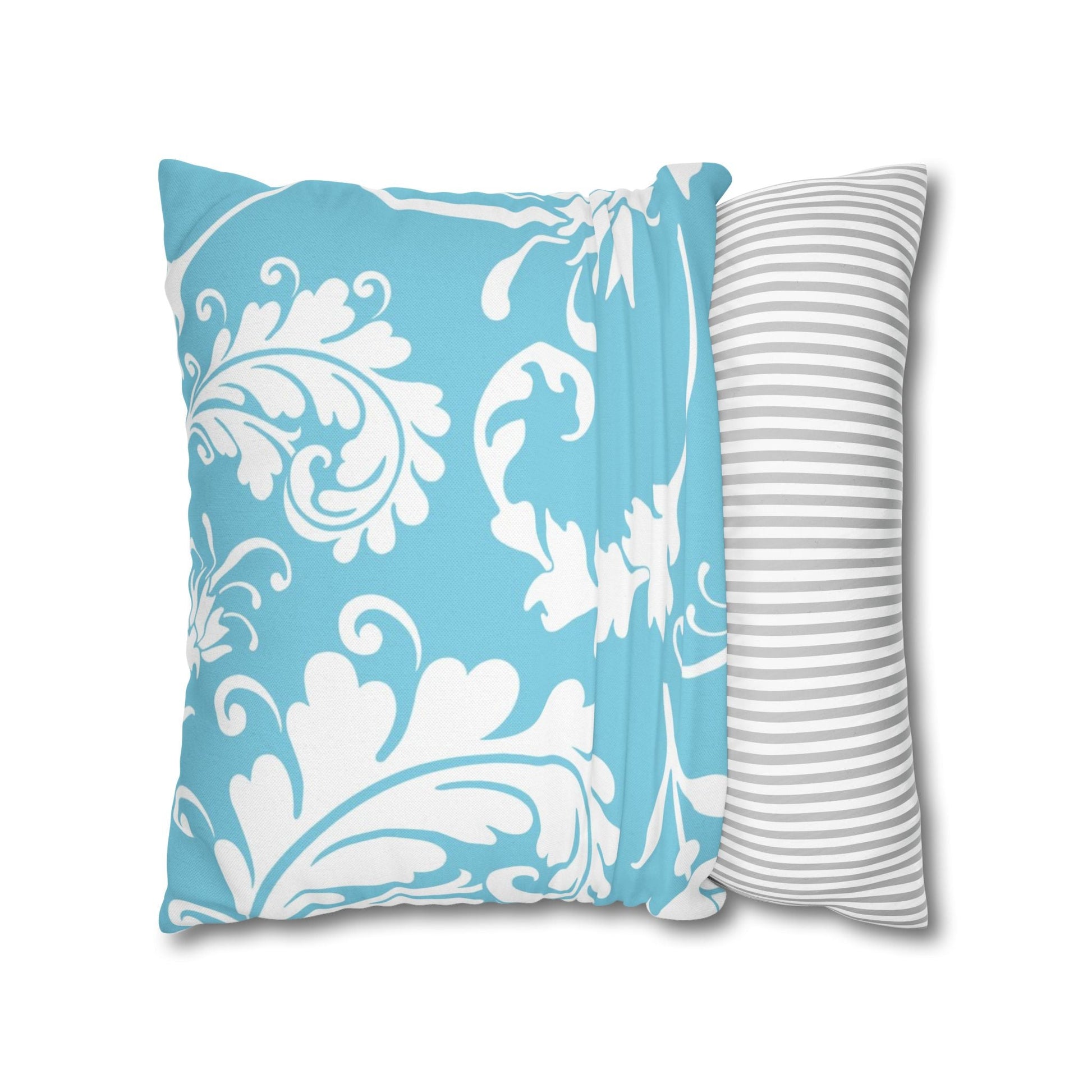 Light Blue Floral Scroll Throw Pillow, Artsulli - Art is Long, Life is Short, Home Decor, , , , , , , 