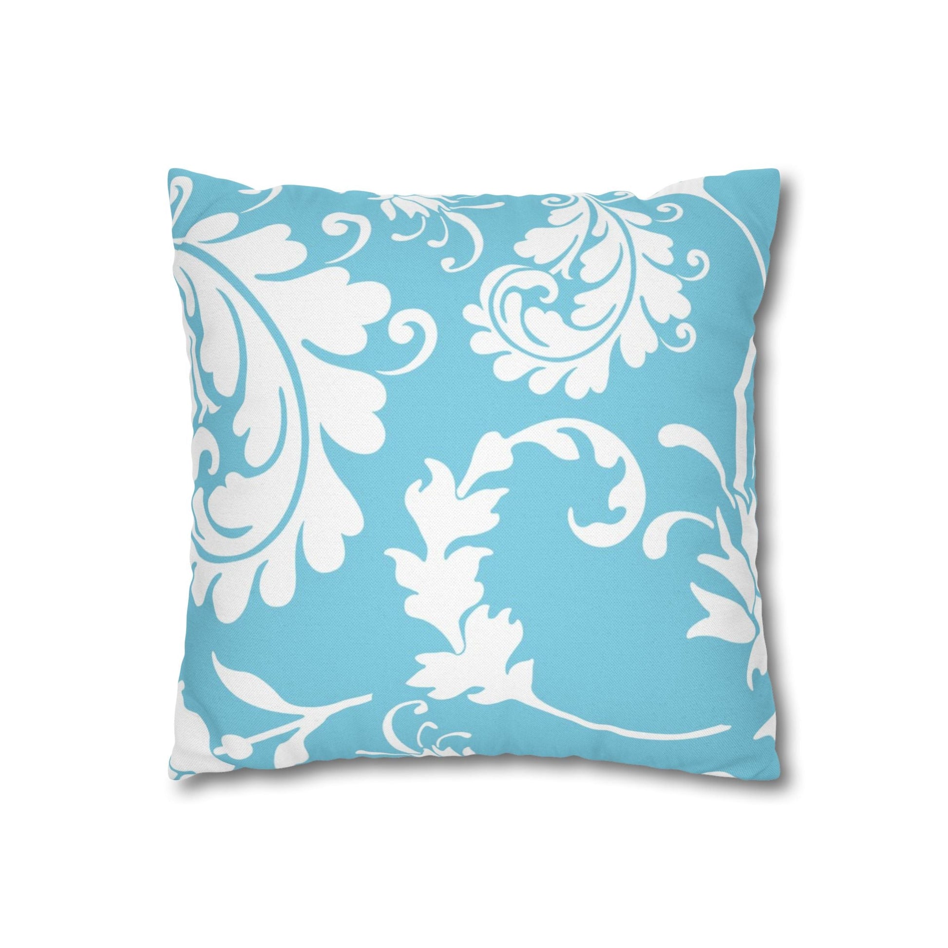 Light Blue Floral Scroll Throw Pillow, Artsulli - Art is Long, Life is Short, Home Decor, , , , , , , 
