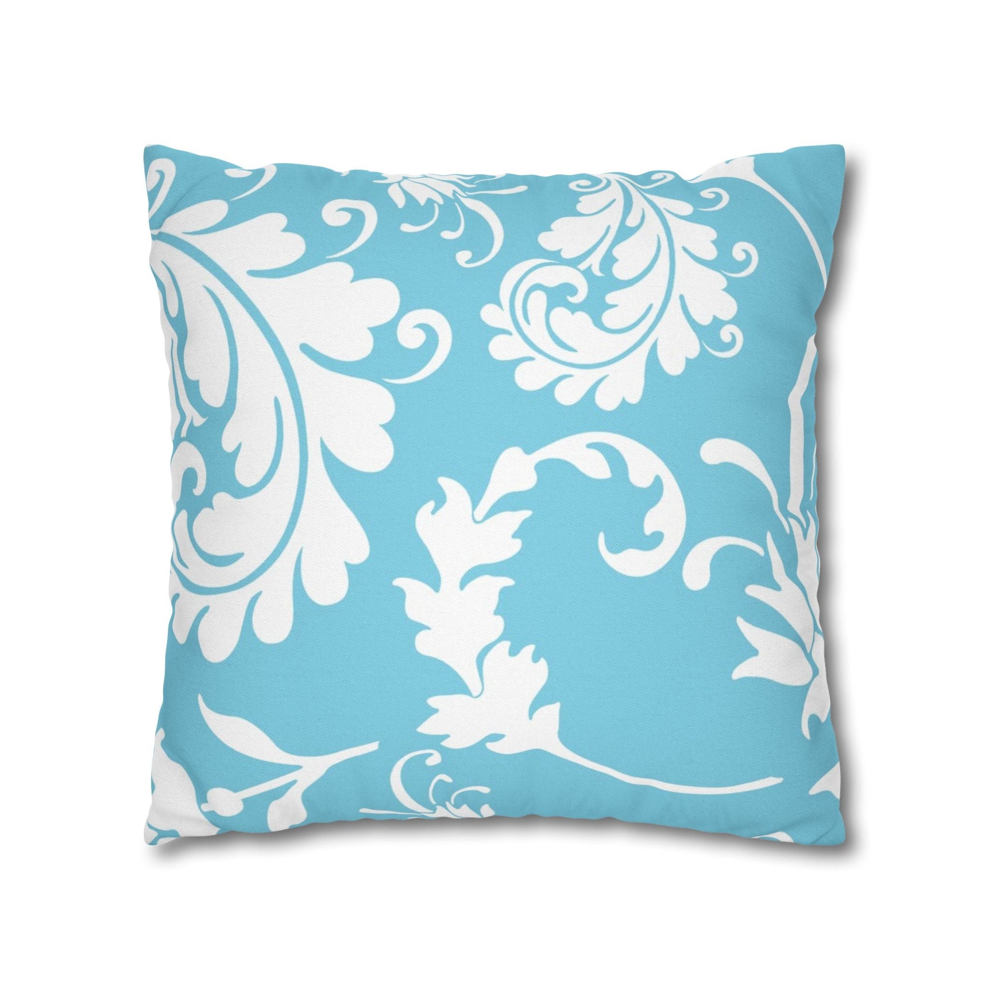 Light Blue Floral Scroll Throw Pillow, Artsulli - Art is Long, Life is Short, Home Decor, , , , , , , 
