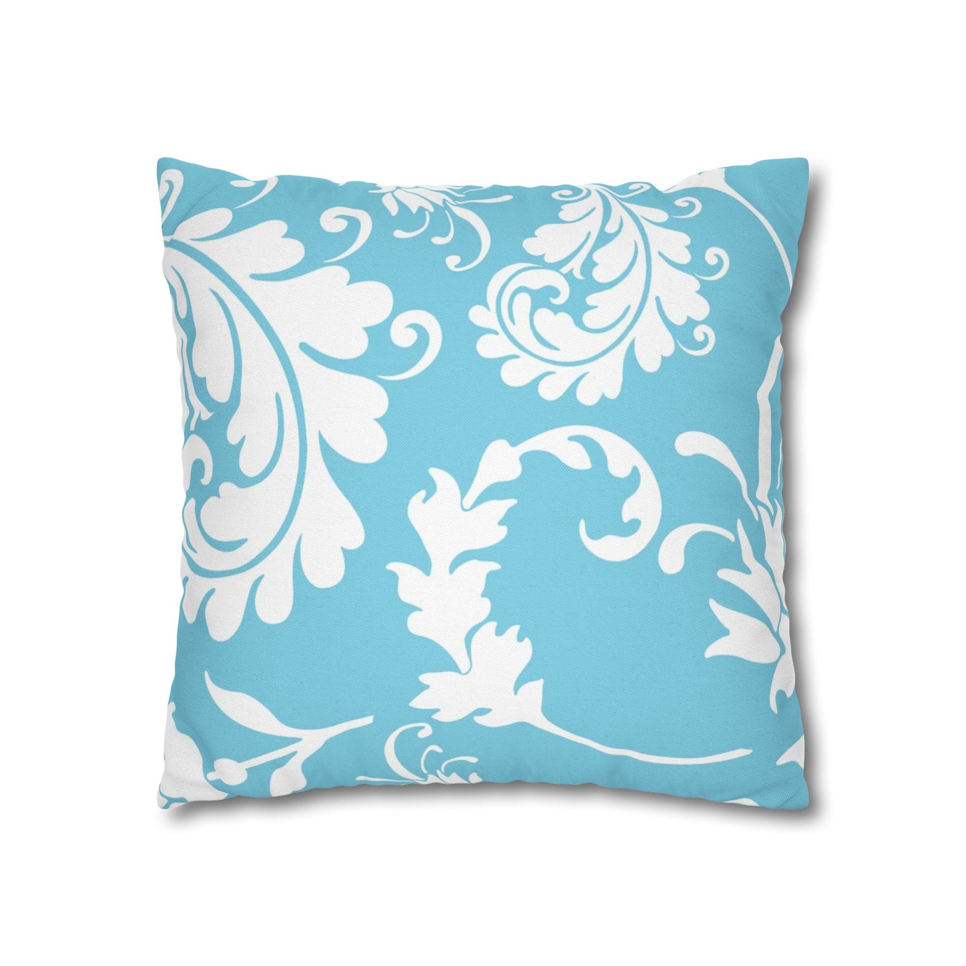 Light Blue Floral Scroll Throw Pillow, Artsulli - Art is Long, Life is Short, Home Decor, , , , , , , 