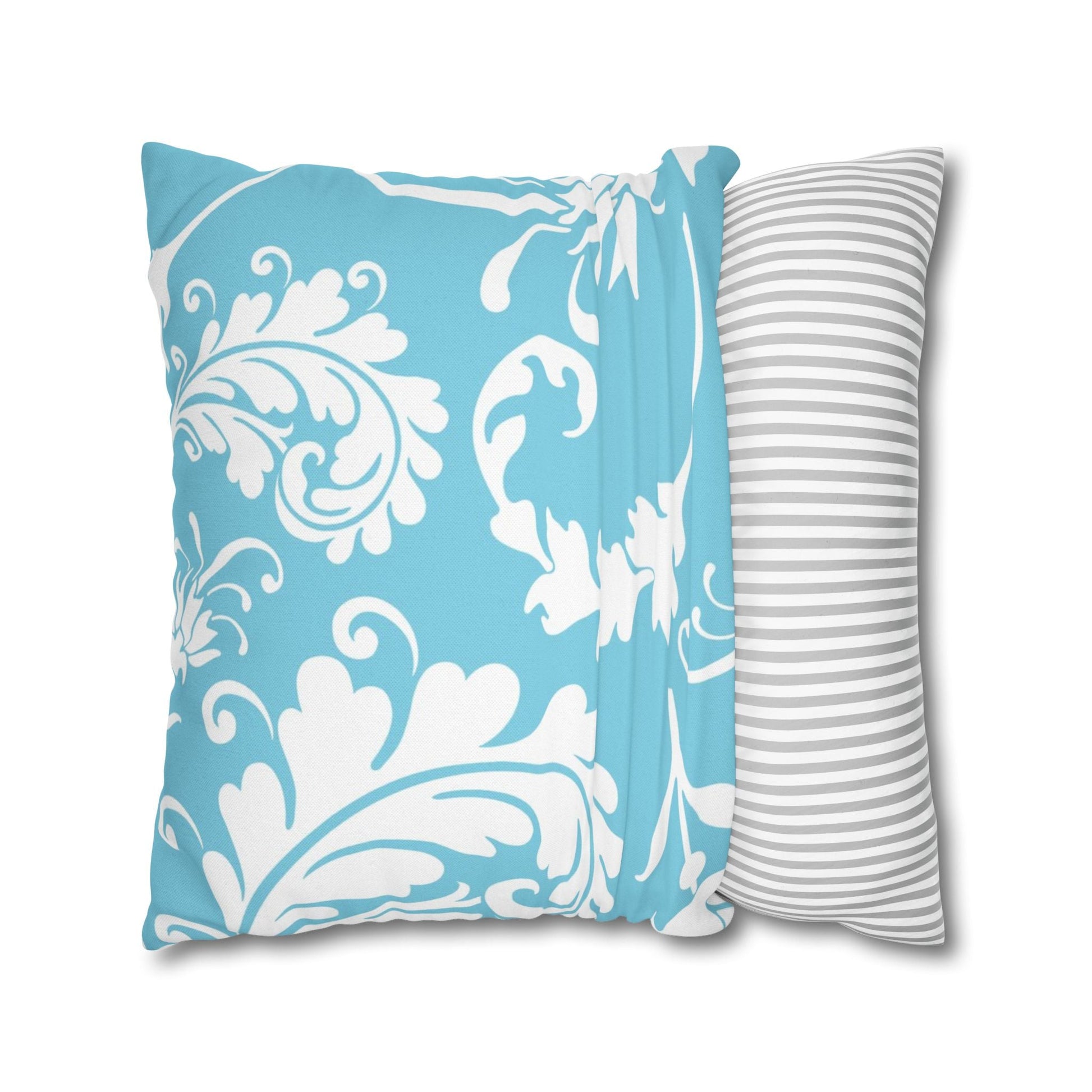 Light Blue Floral Scroll Throw Pillow, Artsulli - Art is Long, Life is Short, Home Decor, , , , , , , 