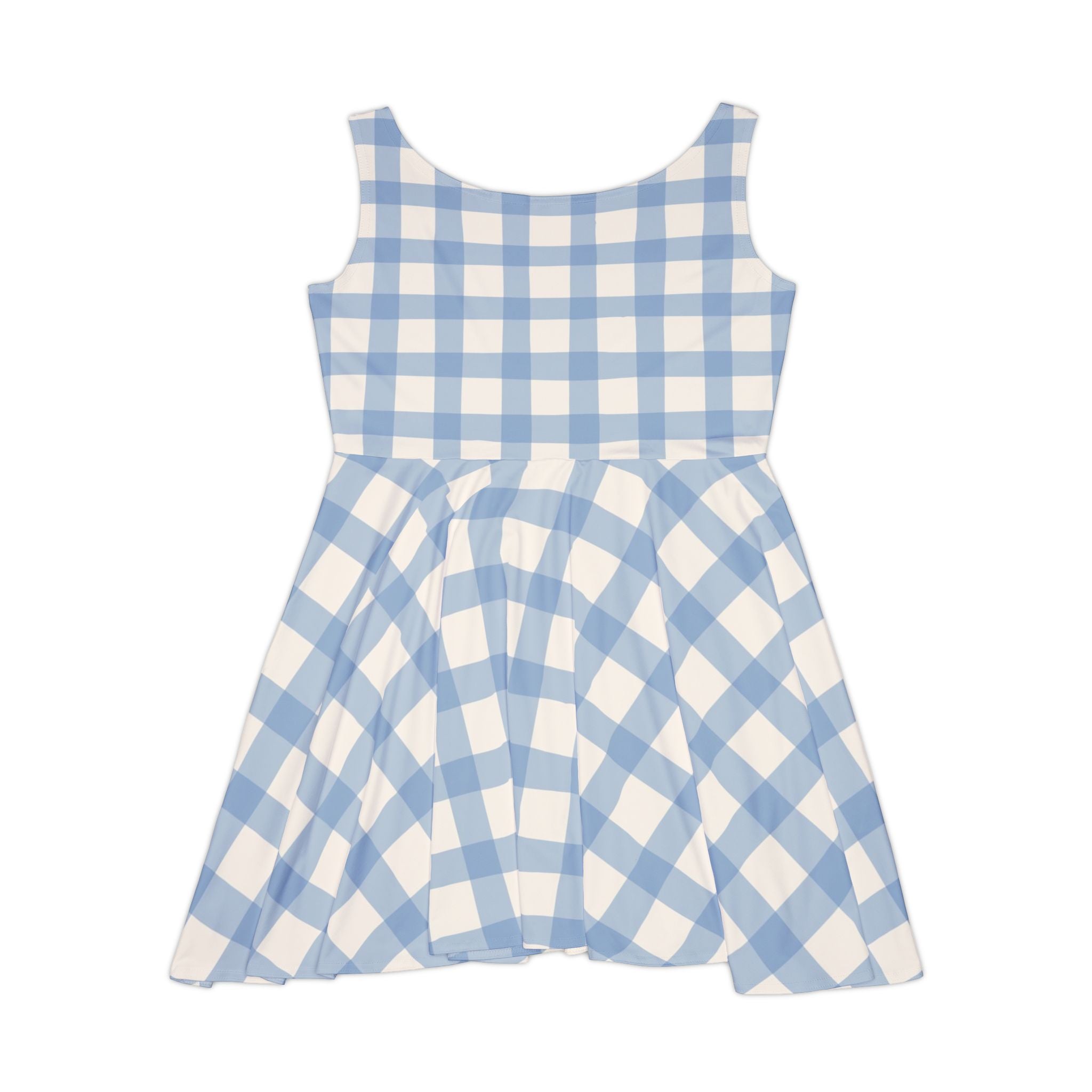 Light Blue Gingham Skater Dress, Artsulli - Art is Long, Life is Short, All Over Prints, , , , , , , 