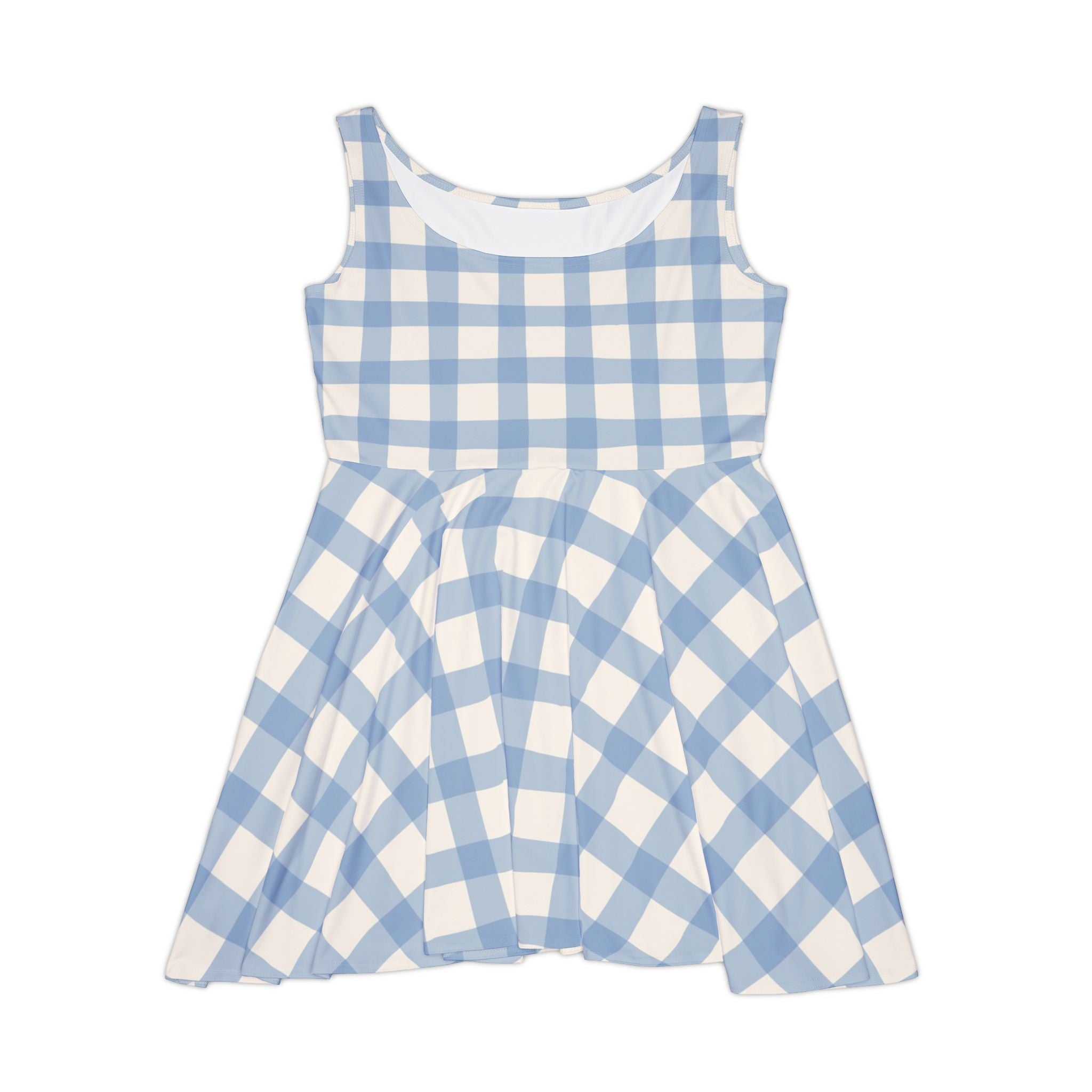 Light Blue Gingham Skater Dress, Artsulli - Art is Long, Life is Short, All Over Prints, Size, XS, , , , , 12566190045685185710