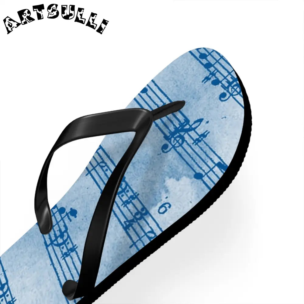 Light Blue Music Note Flip Flops, Artsulli - Art is Long, Life is Short, Shoes, , , , , , , 