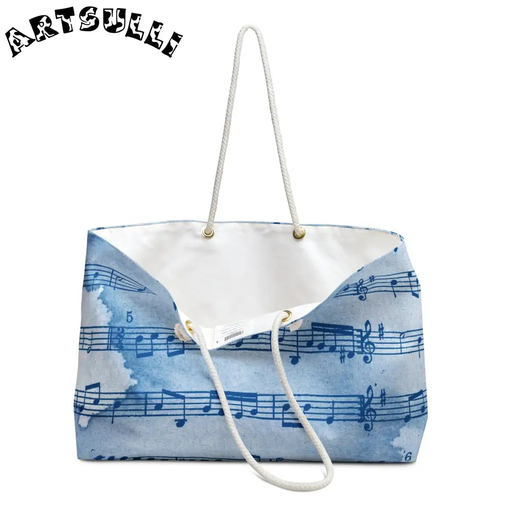 Light Blue Musical Note Weekender Tote, Artsulli - Art is Long, Life is Short, Bags, , , , , , , 