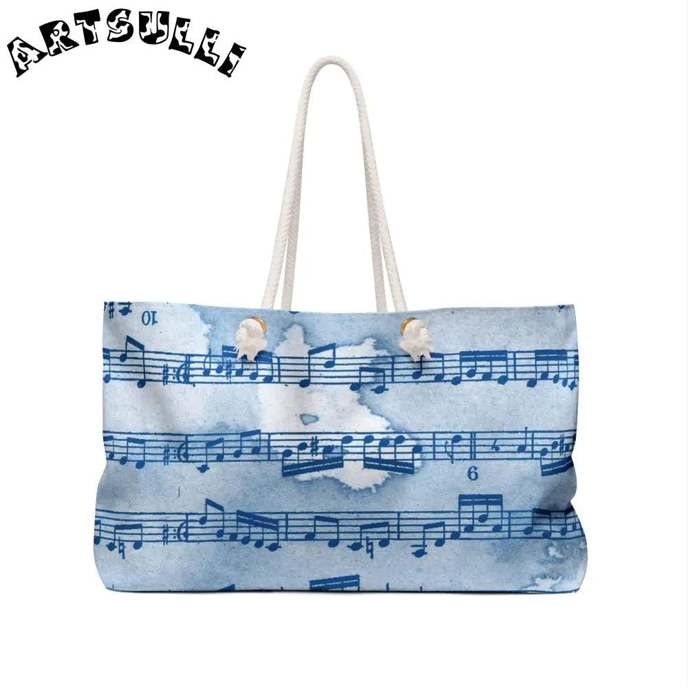 Light Blue Musical Note Weekender Tote, Artsulli - Art is Long, Life is Short, Bags, , , , , , , 