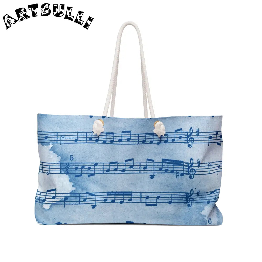 Light Blue Musical Note Weekender Tote, Artsulli - Art is Long, Life is Short, Bags, Size, 24" × 13", , , , , 16559786728348283204