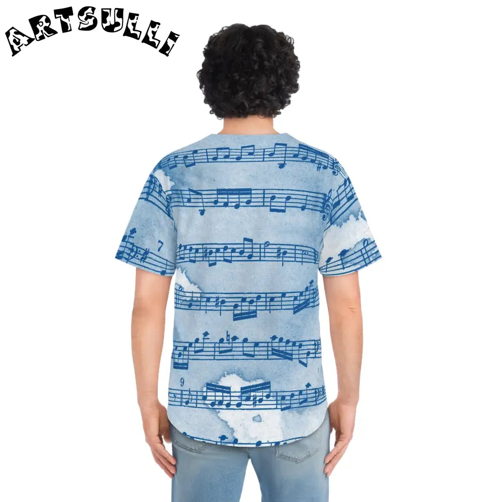 Light Blue Musical Notes Baseball Jersey, Artsulli - Art is Long, Life is Short, All Over Prints, , , , , , , 