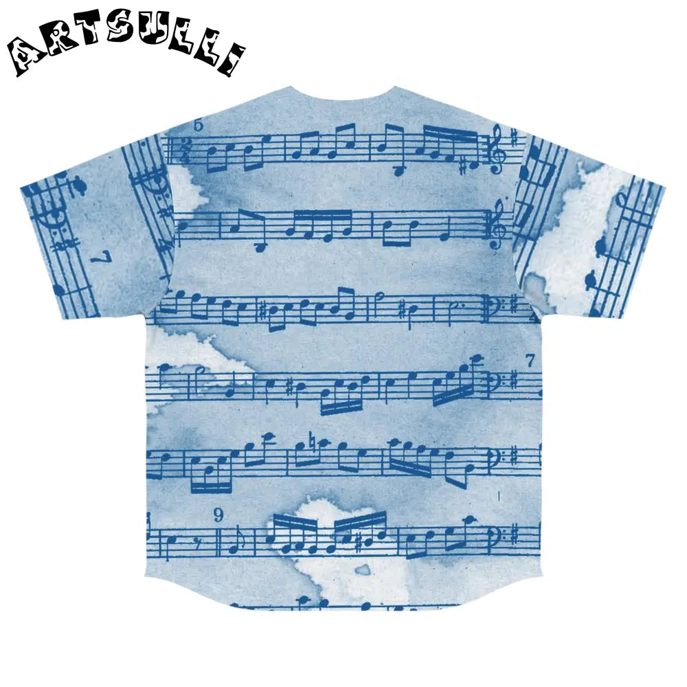 Light Blue Musical Notes Baseball Jersey, Artsulli - Art is Long, Life is Short, All Over Prints, , , , , , , 