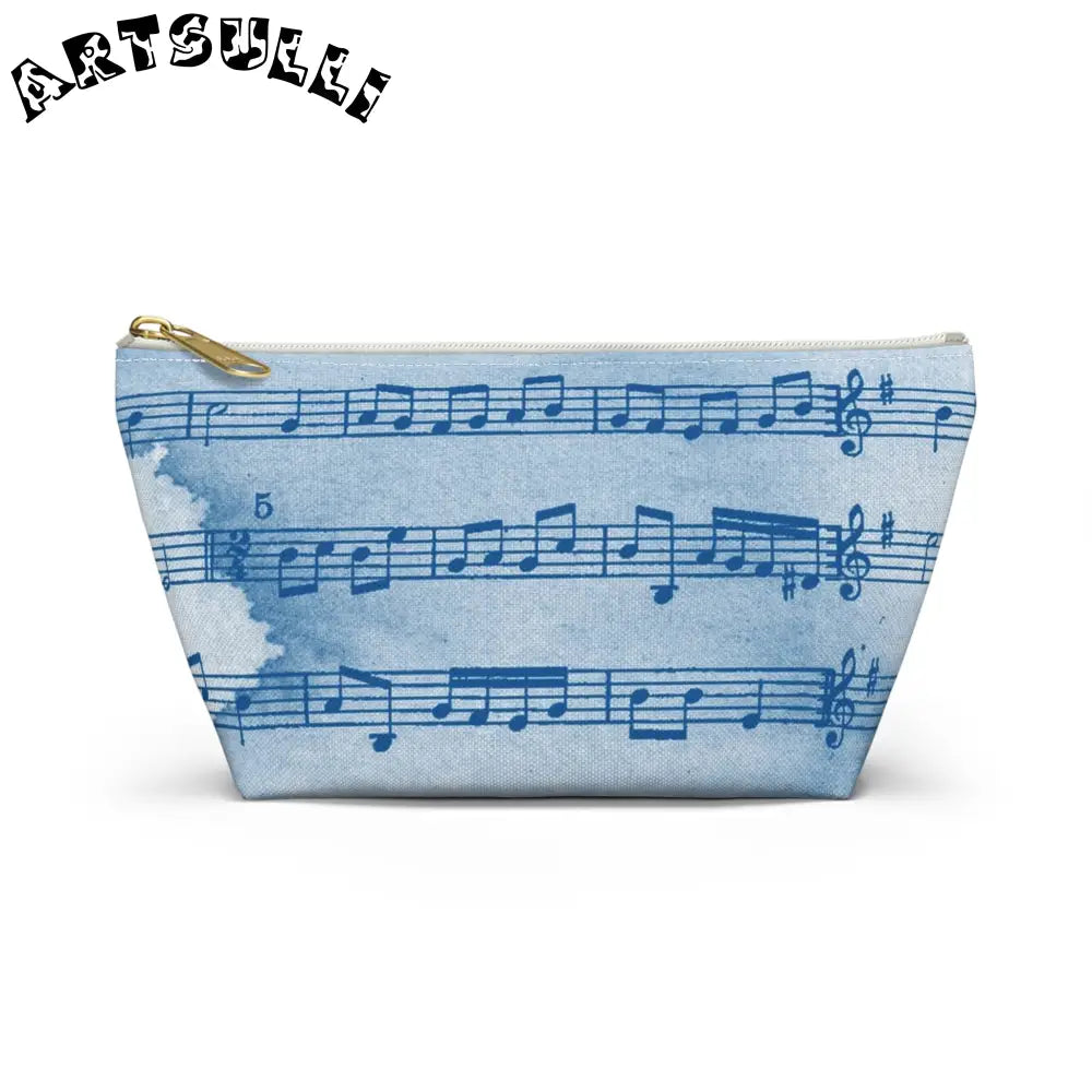 Light Blue Musical Notes Pouch, Artsulli - Art is Long, Life is Short, Bags, Size, Small, Color, White zipper, , , 66995849170586871801
