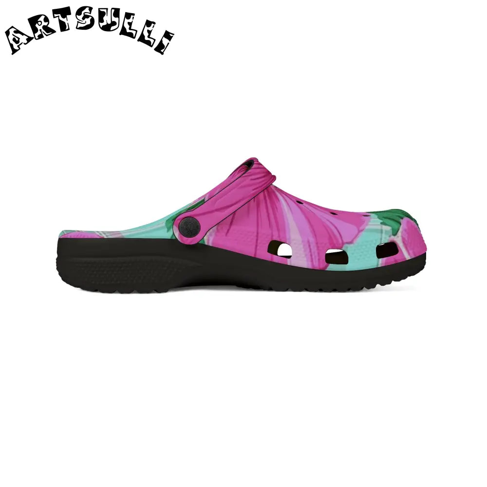 Light Blue & Pink Floral EVA Foam Clogs, Artsulli - Art is Long, Life is Short, Shoes, , , , , , , 