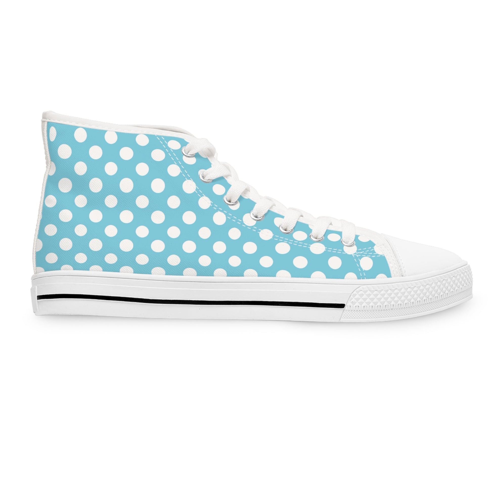 Light Blue Polka Dot High-Top Sneakers, Artsulli - Art is Long, Life is Short, Shoes, , , , , , , 