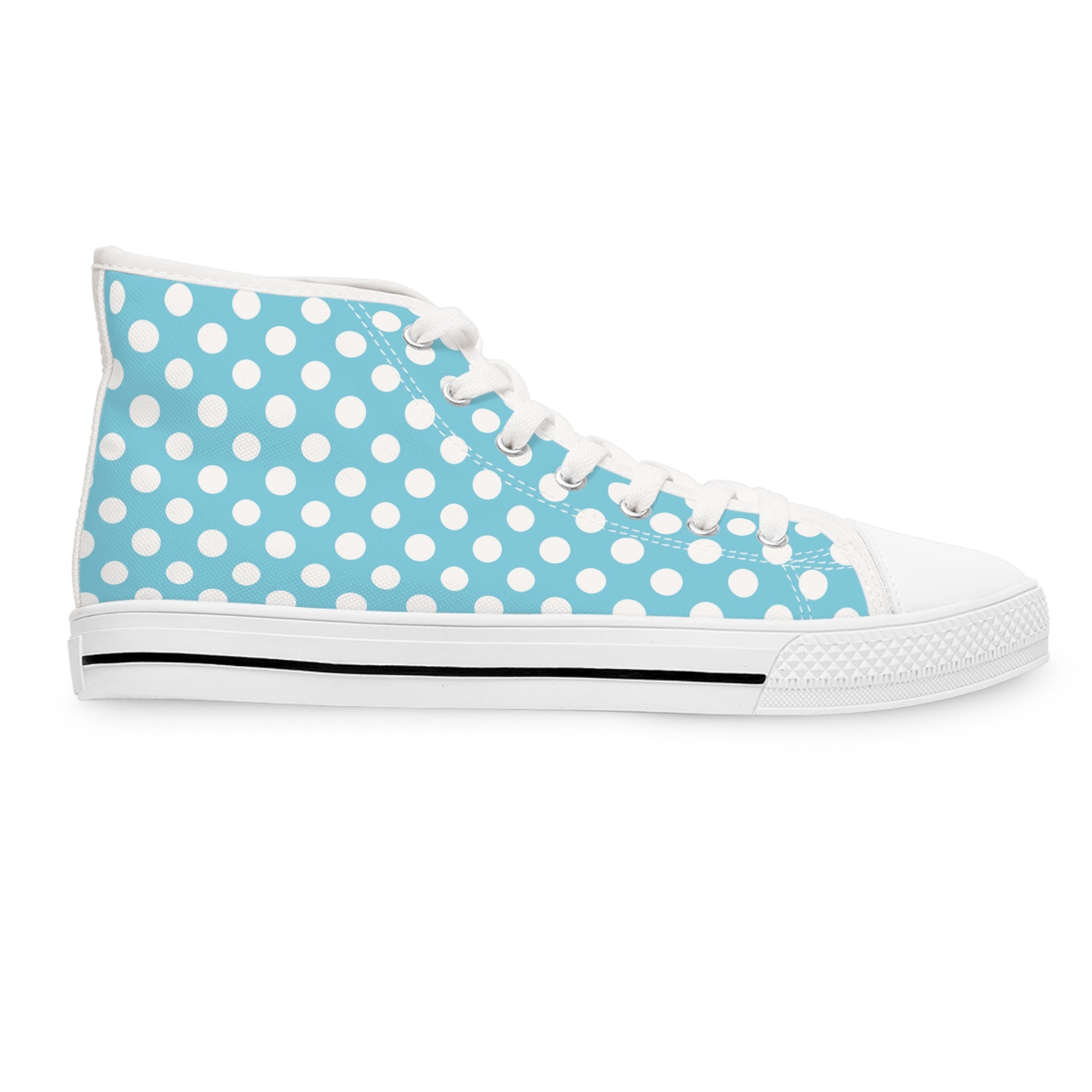 Light Blue Polka Dot High-Top Sneakers, Artsulli - Art is Long, Life is Short, Shoes, , , , , , , 