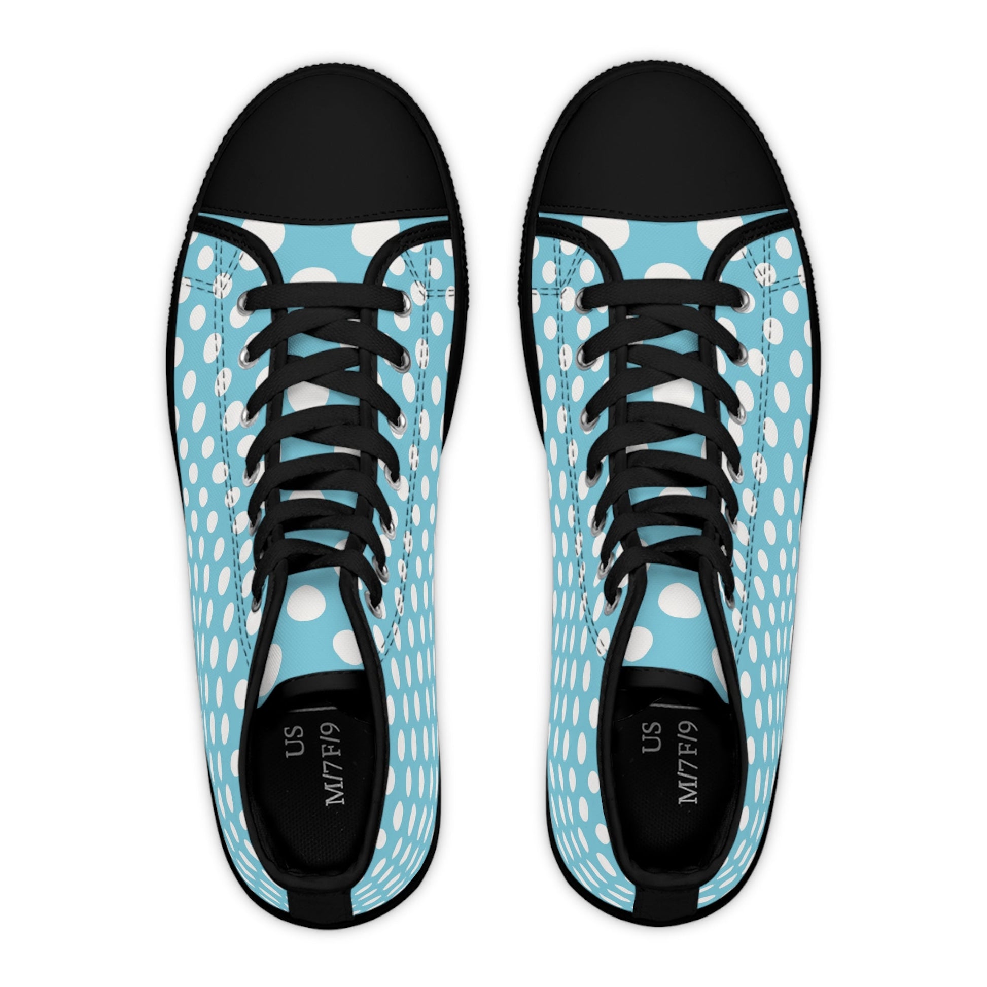 Light Blue Polka Dot High-Top Sneakers, Artsulli - Art is Long, Life is Short, Shoes, , , , , , , 